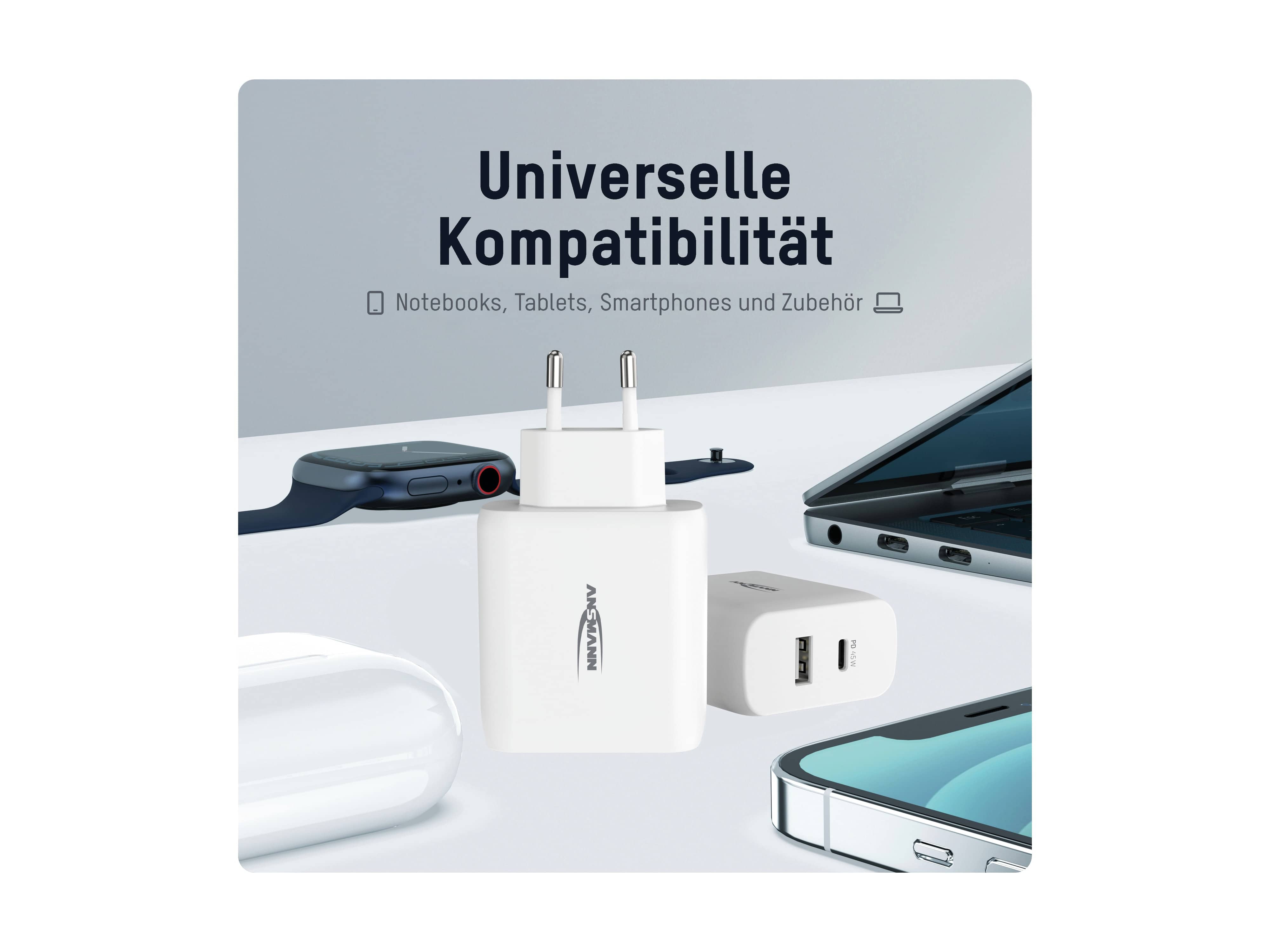 ANSMANN USB-Ladegerät 265PD, 65 W, 3 A, 1xUSB, 1xUSB-C (PD)