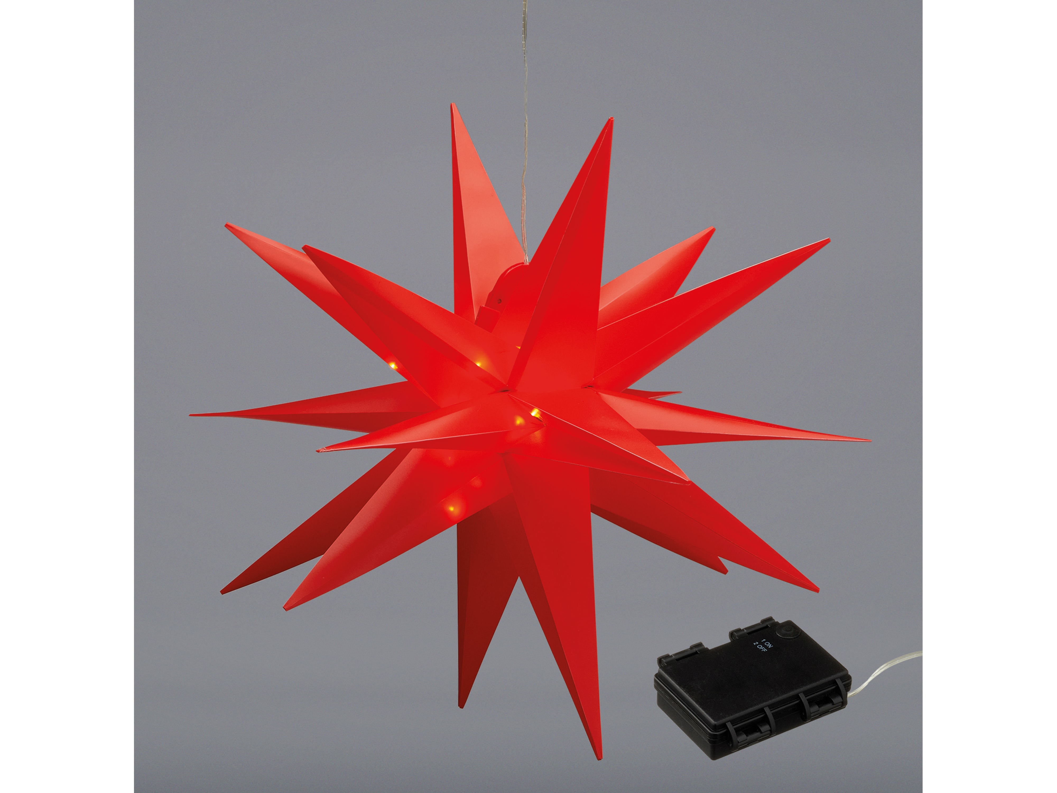 LED-Stern, 15 LEDs, 35 cm, Outdoor, faltbar, rot