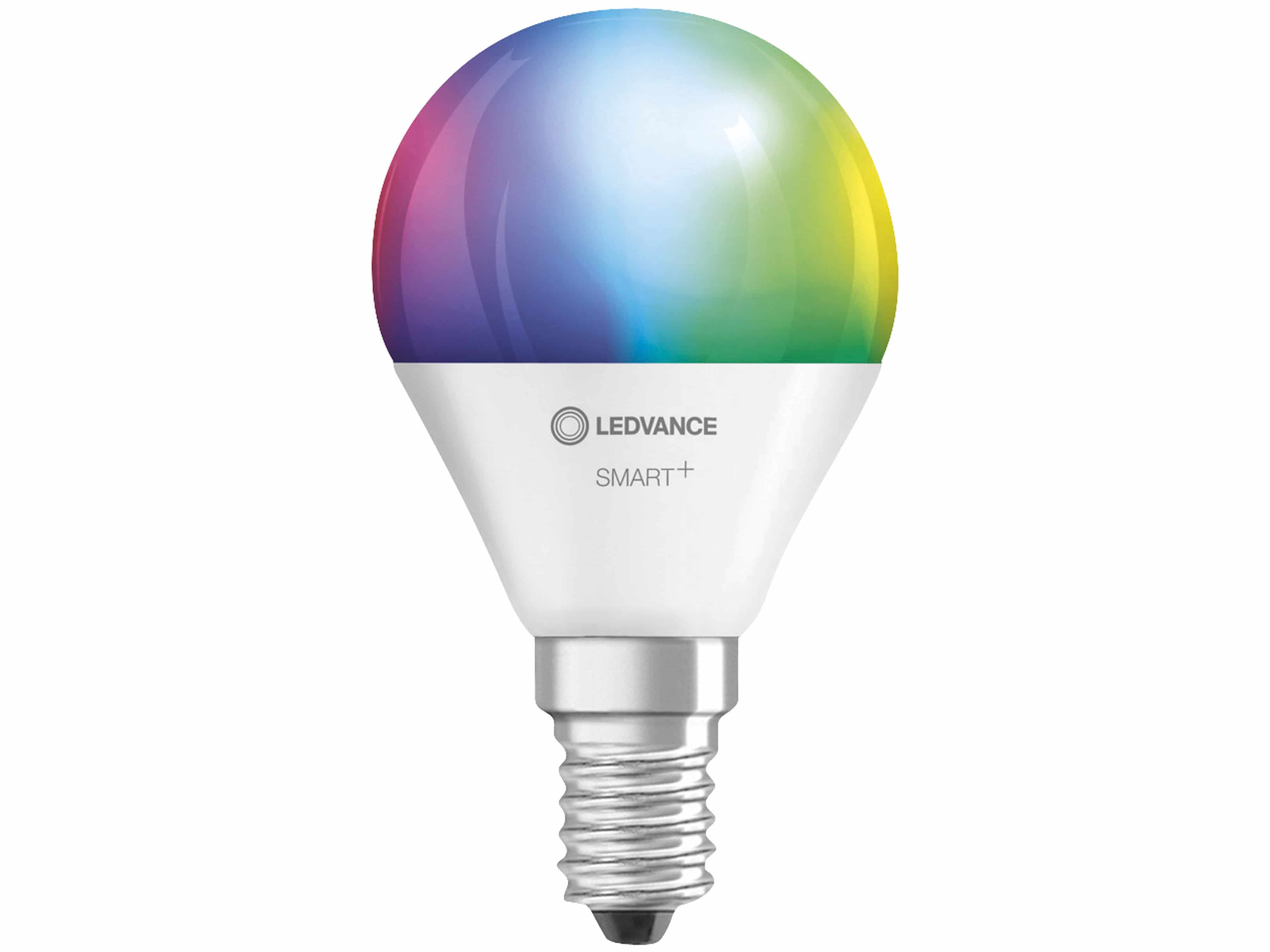 LEDVANCE LED-Lampe SMART+ WiFi Mini bulb, P46, E14, EEK: F, 4,9 W, 470 lm, 2700…6500 K, RGBW, Smart