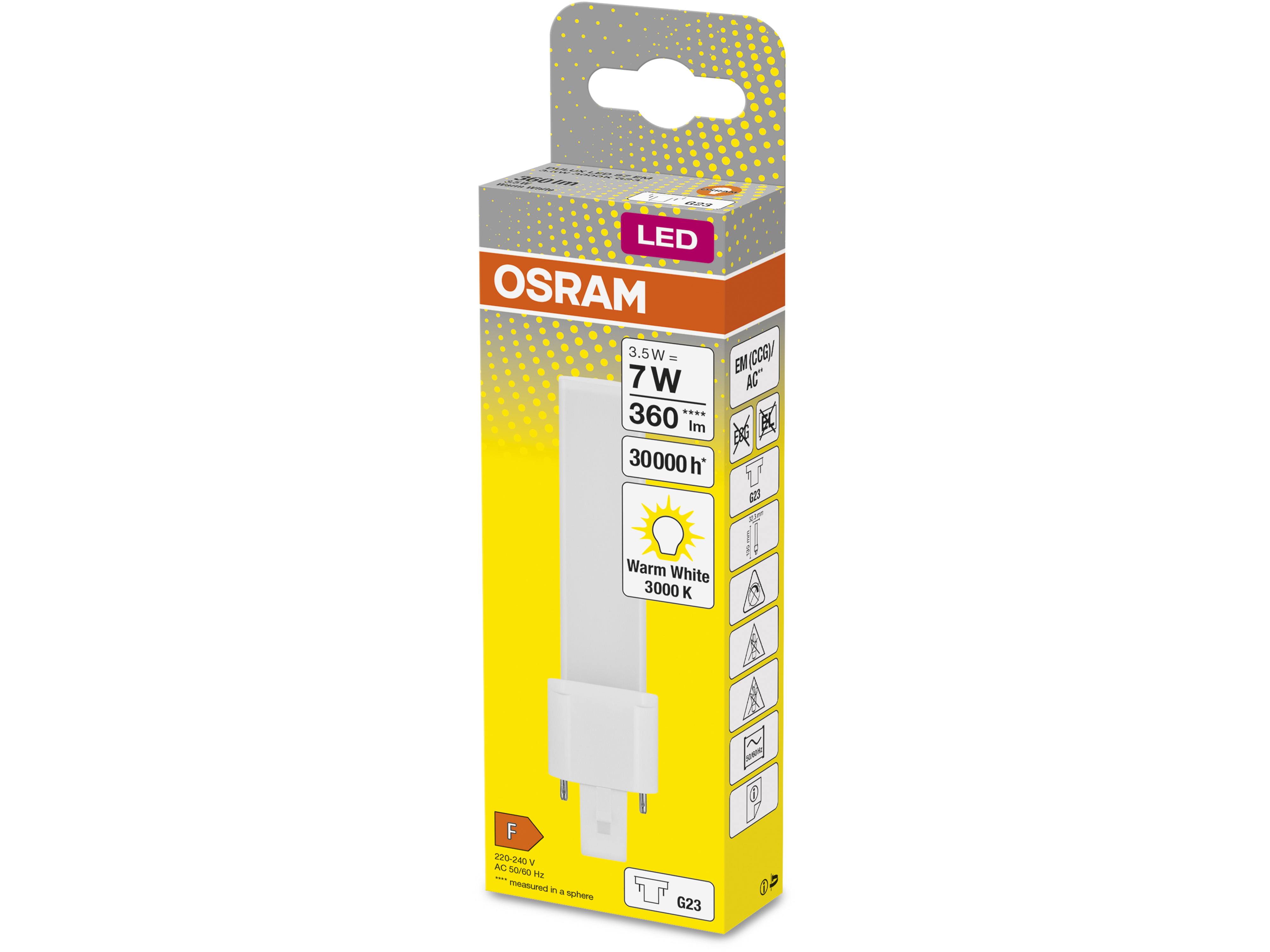 OSRAM LED-Lampe, Dulux S7, G23, EEK: F, 3,5W, 360lm, 3000K