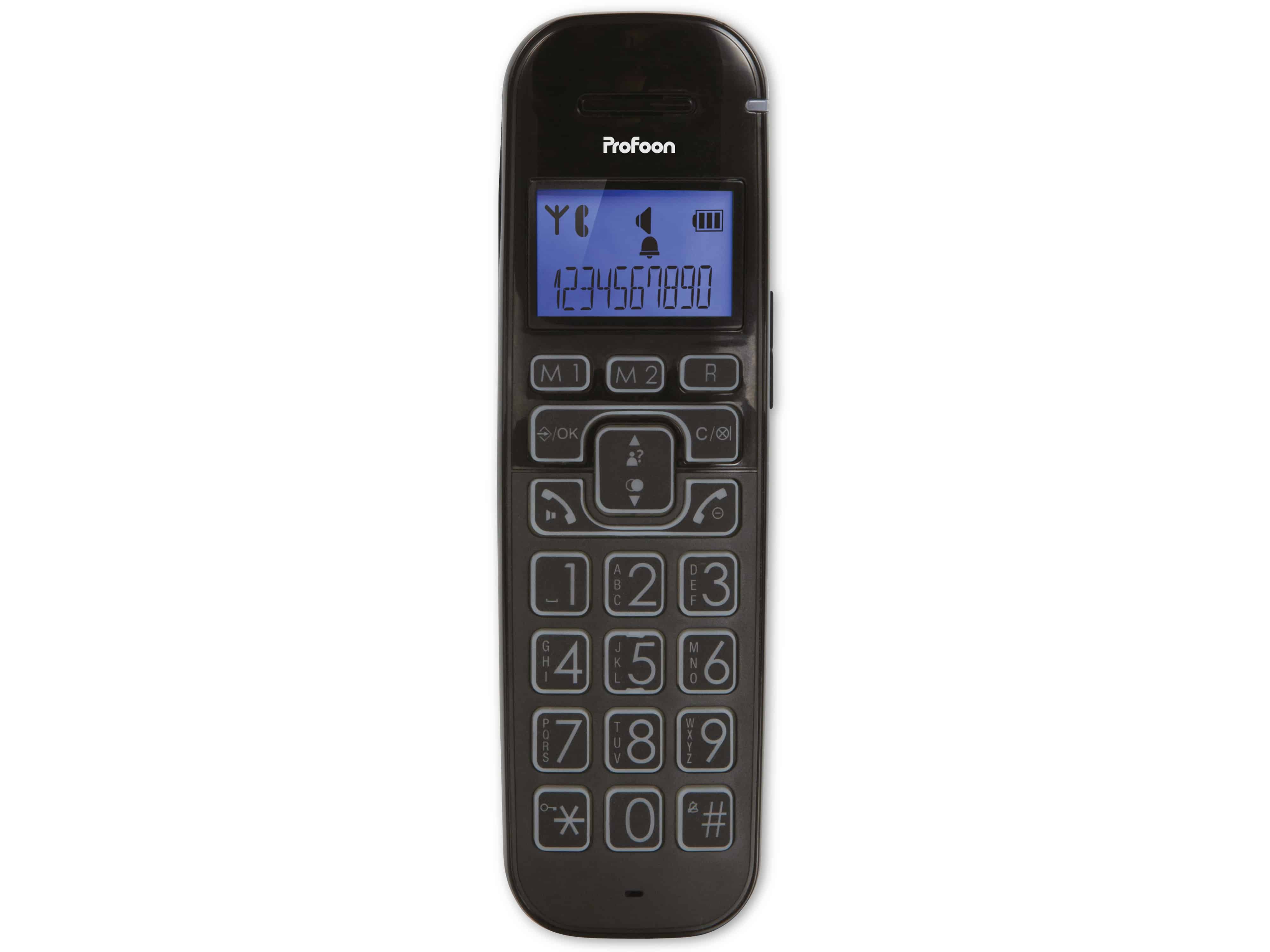 PROFOON DECT-Telefon PDX-2808, mit großen Tasten, schwarz