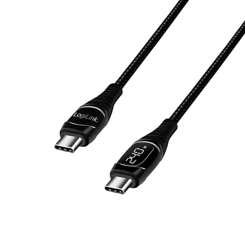 LOGILINK USB-Kabel CU0185, USB-C/USB-C, 2 m, schwarz