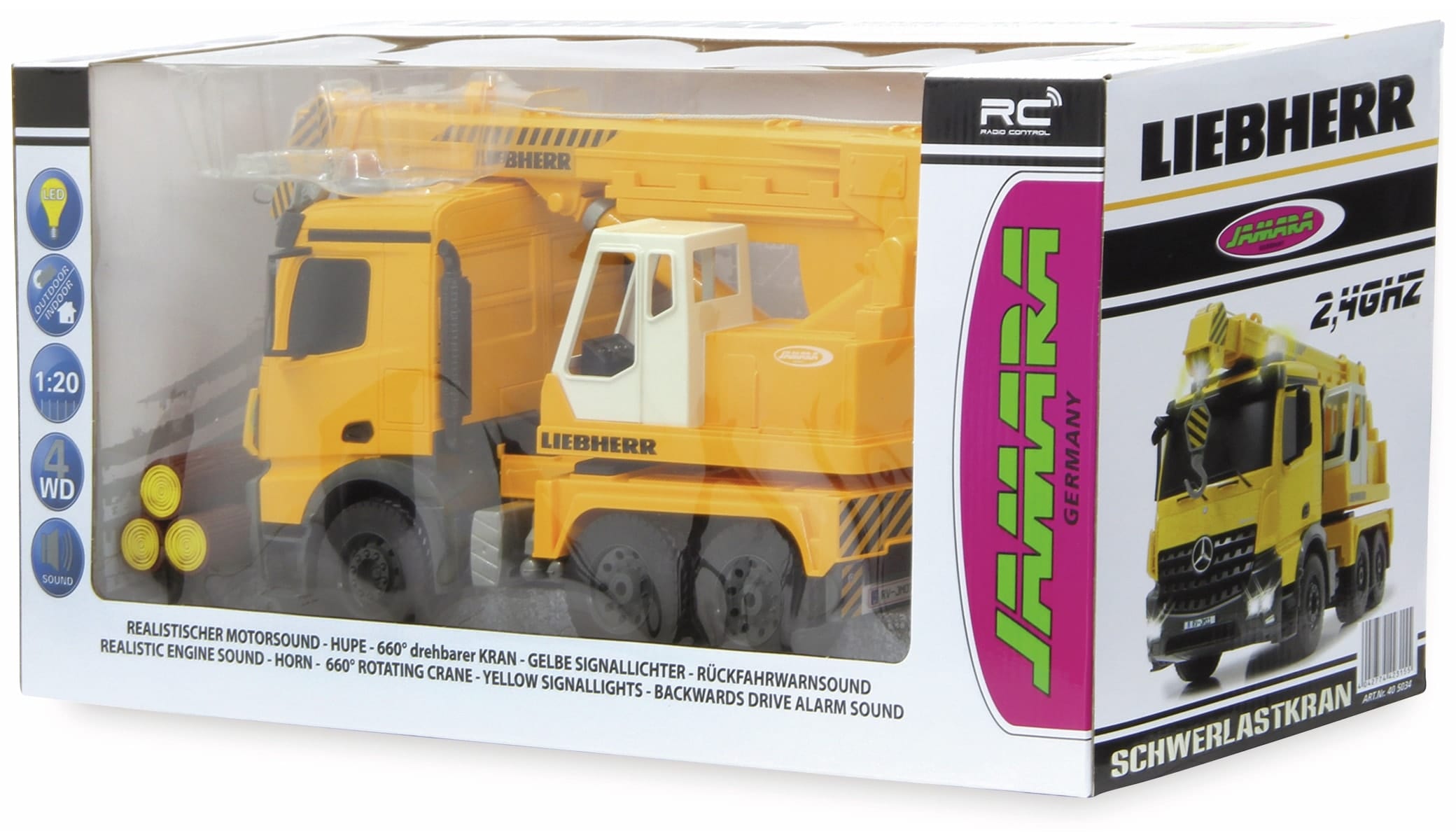 JAMARA Schwerlastkran Mercedes-Benz Arocs Liebherr, 1:20, 2,4GHz 