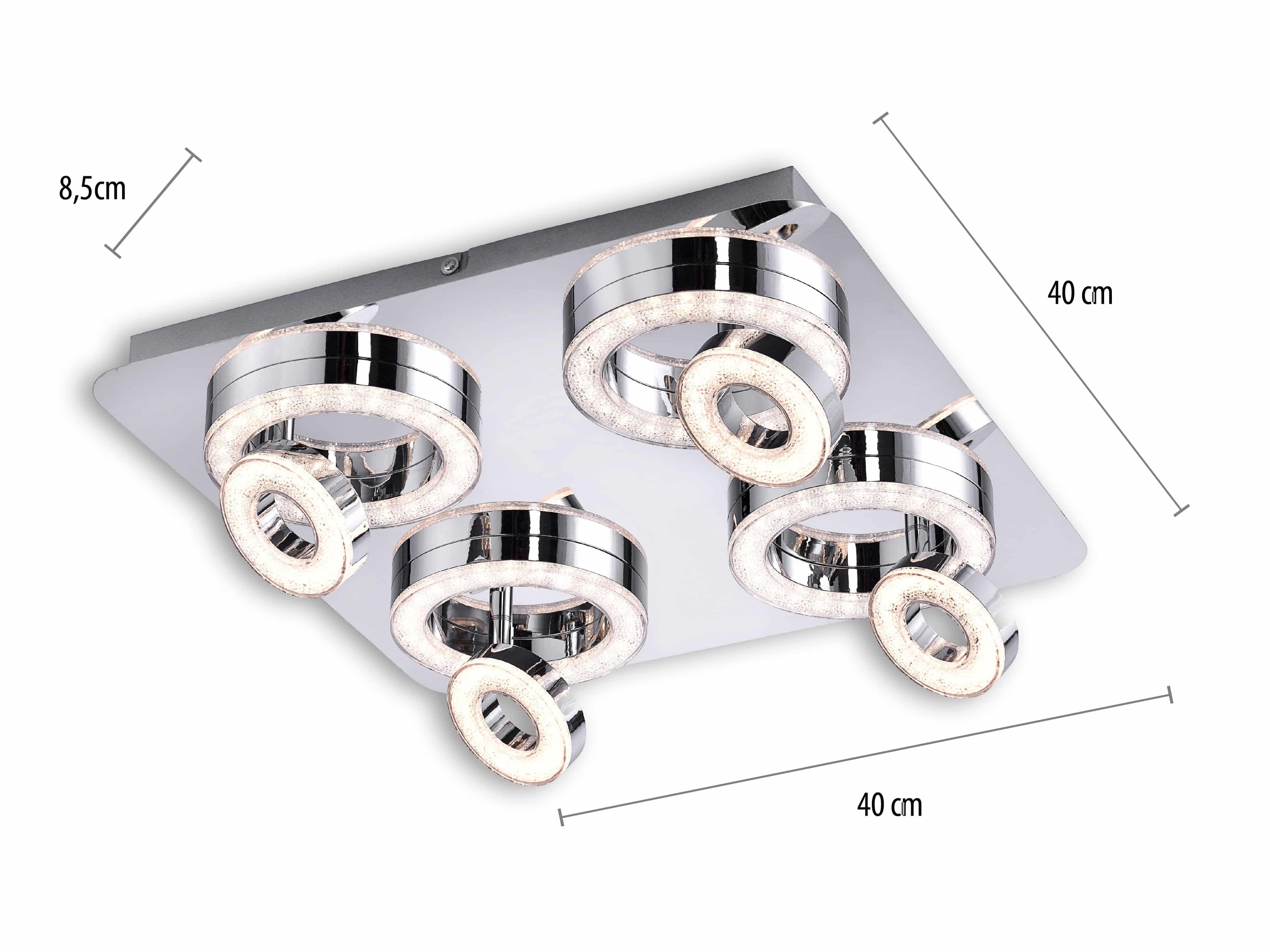 JUST LIGHT LED-Deckenleuchte 14522-17 chrom, 23,6W, 2280lm, 3000K