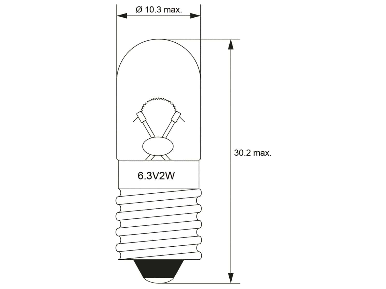 GOOBAY Röhrenlampe, 9599, T10, E10, 6.3 V, 2 W