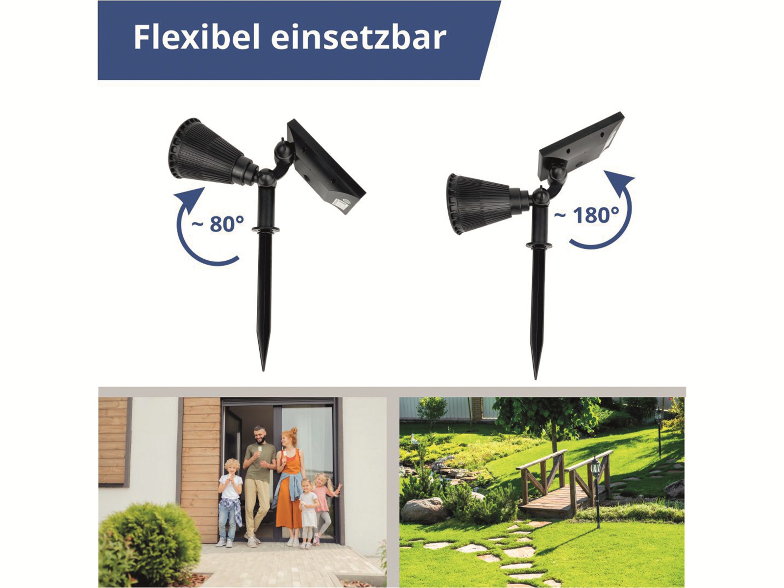 OPTONICA LED-Wegeleuchte 9321 Solar-Gartenspot, 1,5 W, 6000 K, schwarz