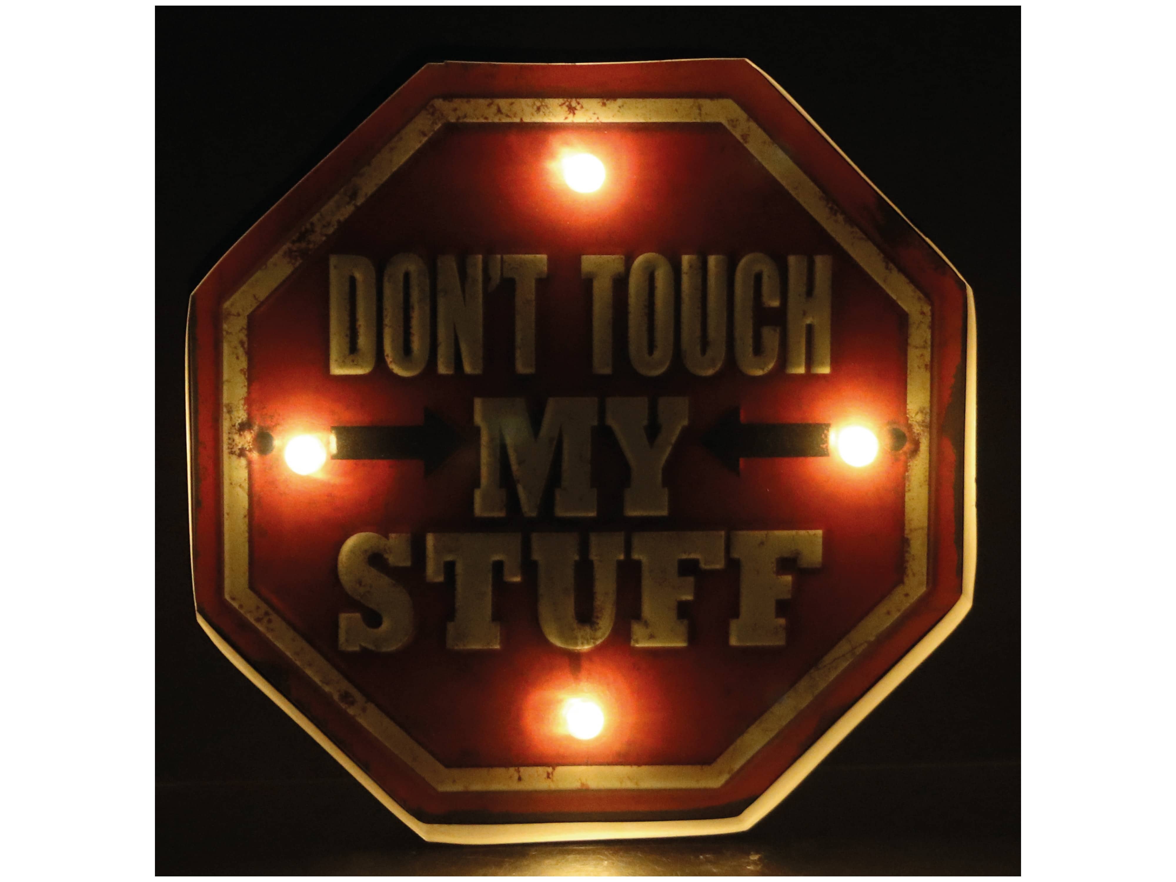 LED-Retroschild, "DON´T TOUCH MY STUFF"