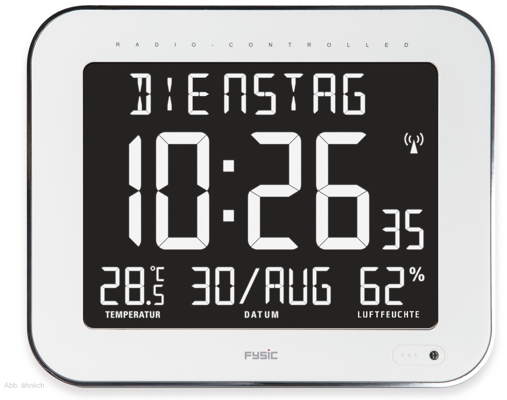 Alecto Digitale Tischuhr FK-777, mit Thermometer und Hygrometer, weiß