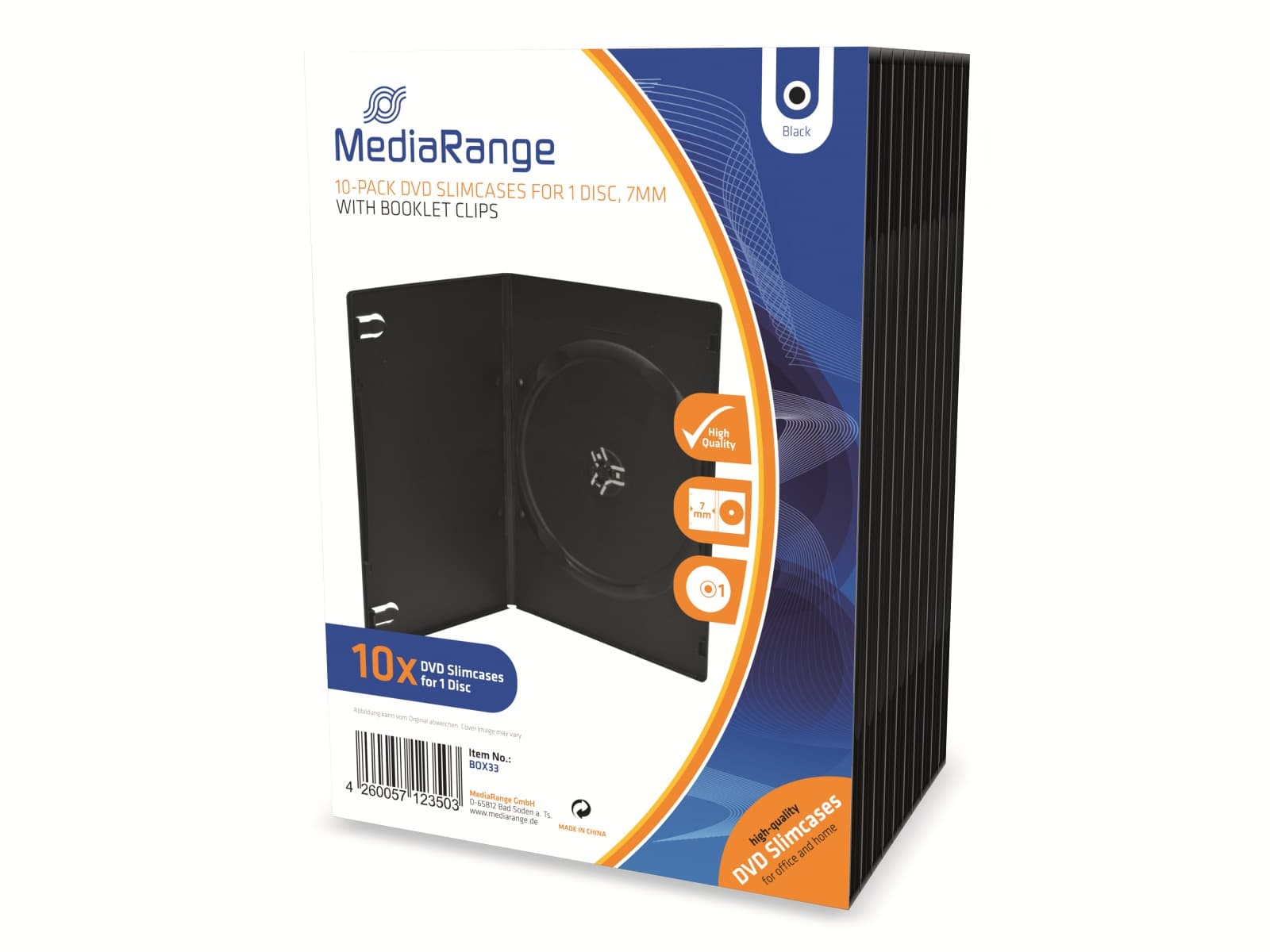 MEDIARANGE DVD-Leerhüllen, Slim, 10er Pack, schwarz