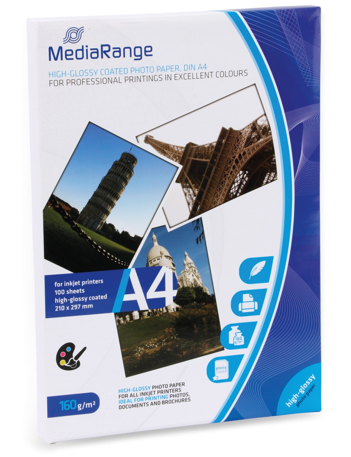 MEDIARANGE Fotopapier DIN A4, 160 g/m², hochglanz, 100 Blatt