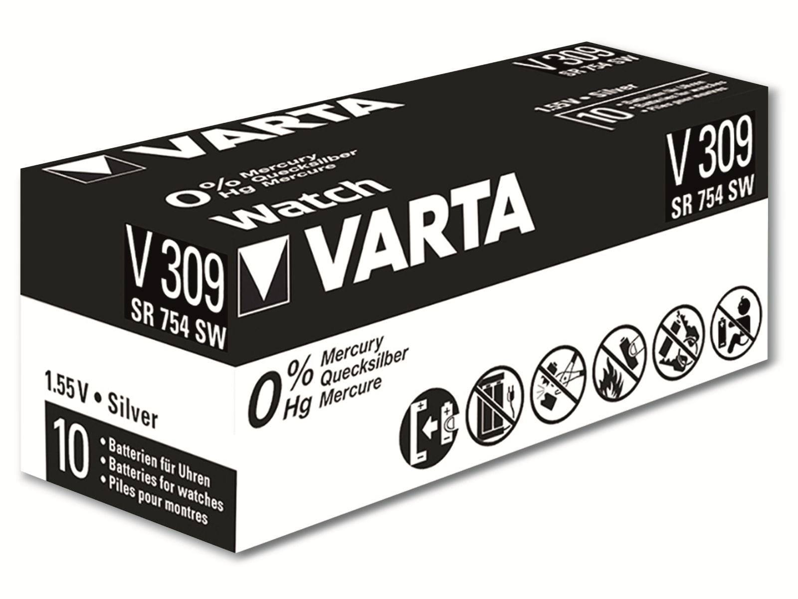 VARTA Knopfzelle Silver Oxide, 309 SR48, 1.55V, 10 Stück