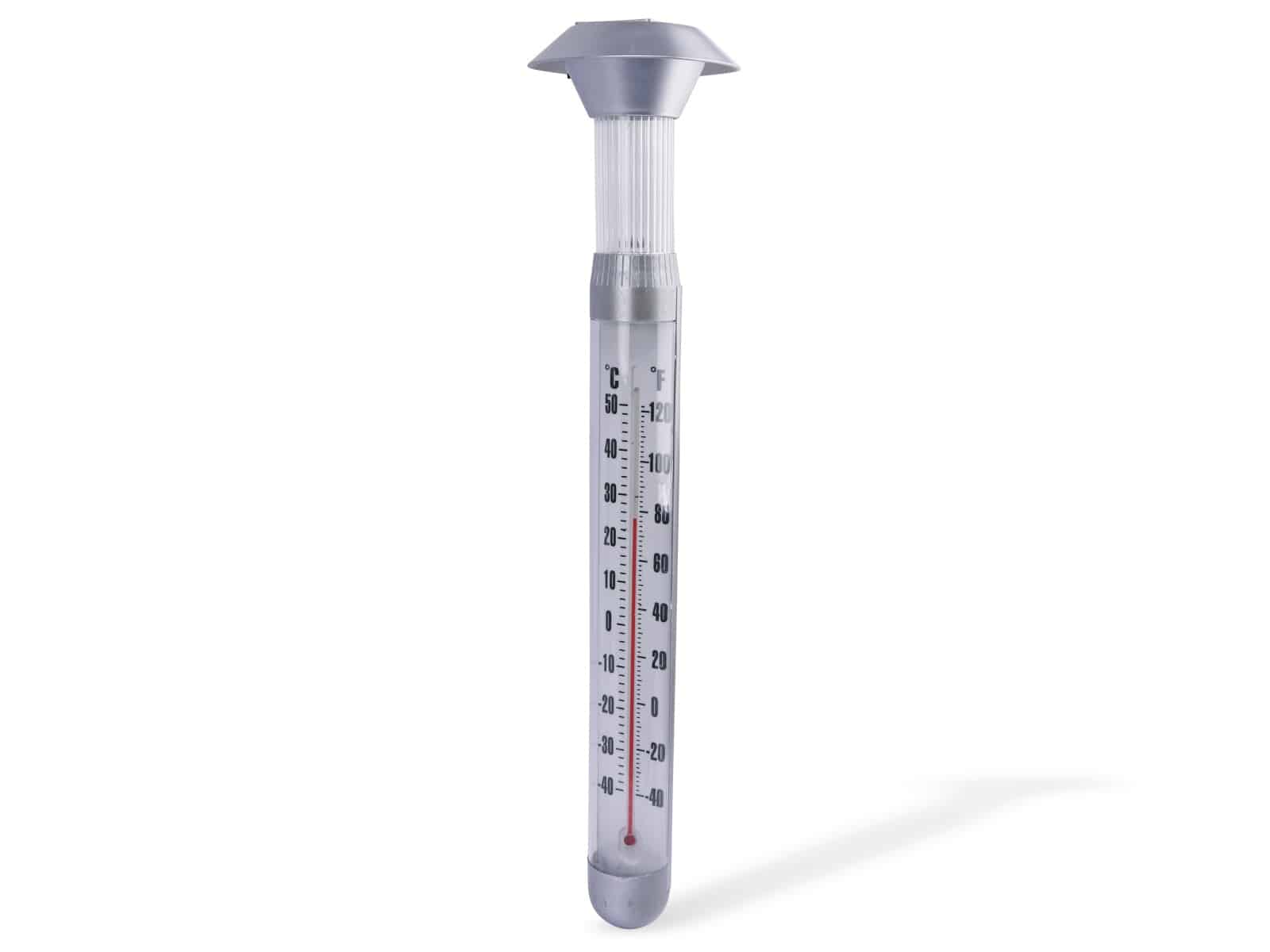 GRUNDIG Solar-LED Gartenleuchte mit Thermometer, Ø 12,5x97 cm