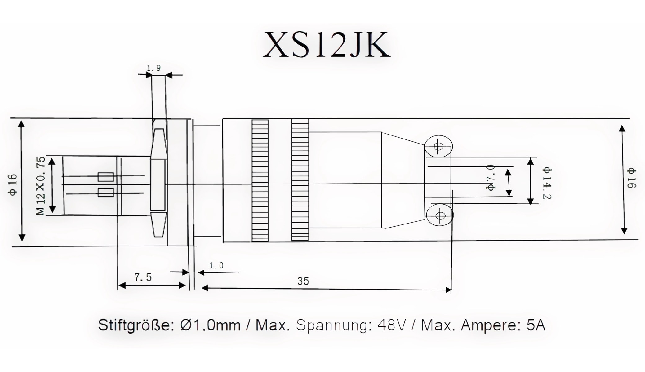 Einbaustecker-Set Ø 12mm 4-Pin mit Federverschluss