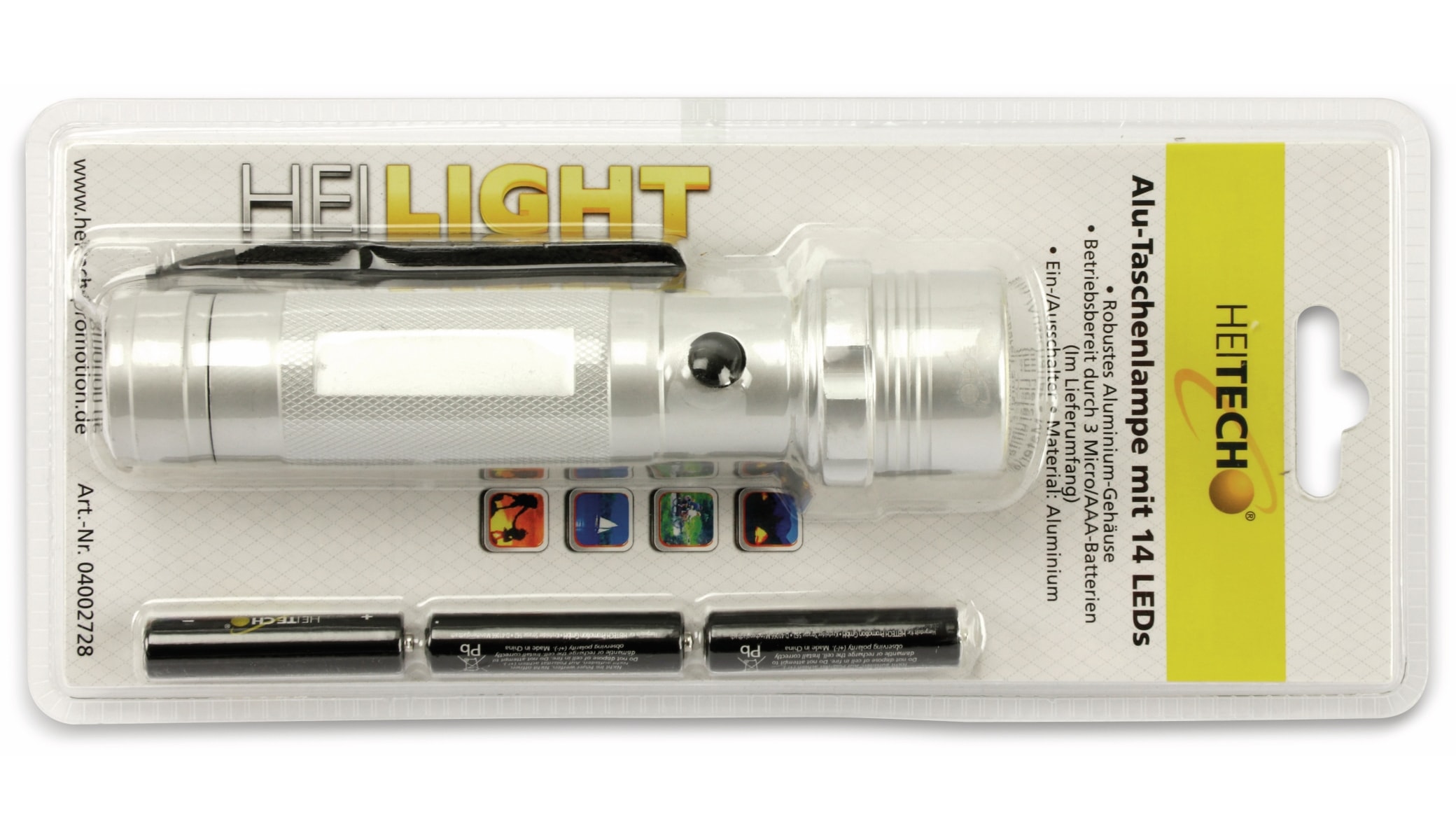 Heitech LED-Taschenlampe 4002728, Aluminium, 14 LEDs