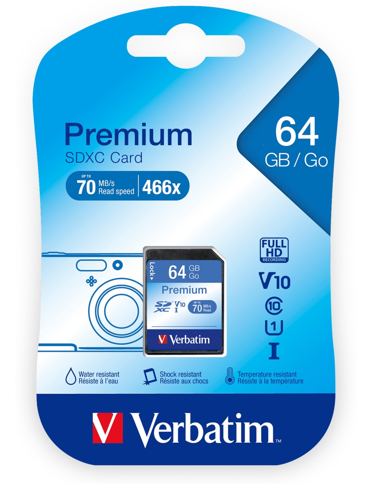 VERBATIM SDXC Card Premium, 64 GB, Class 10