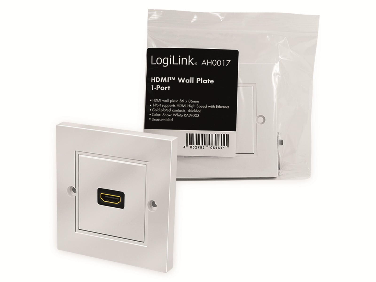 LOGILINK HDMI-Wanddose 1-Port, weiß