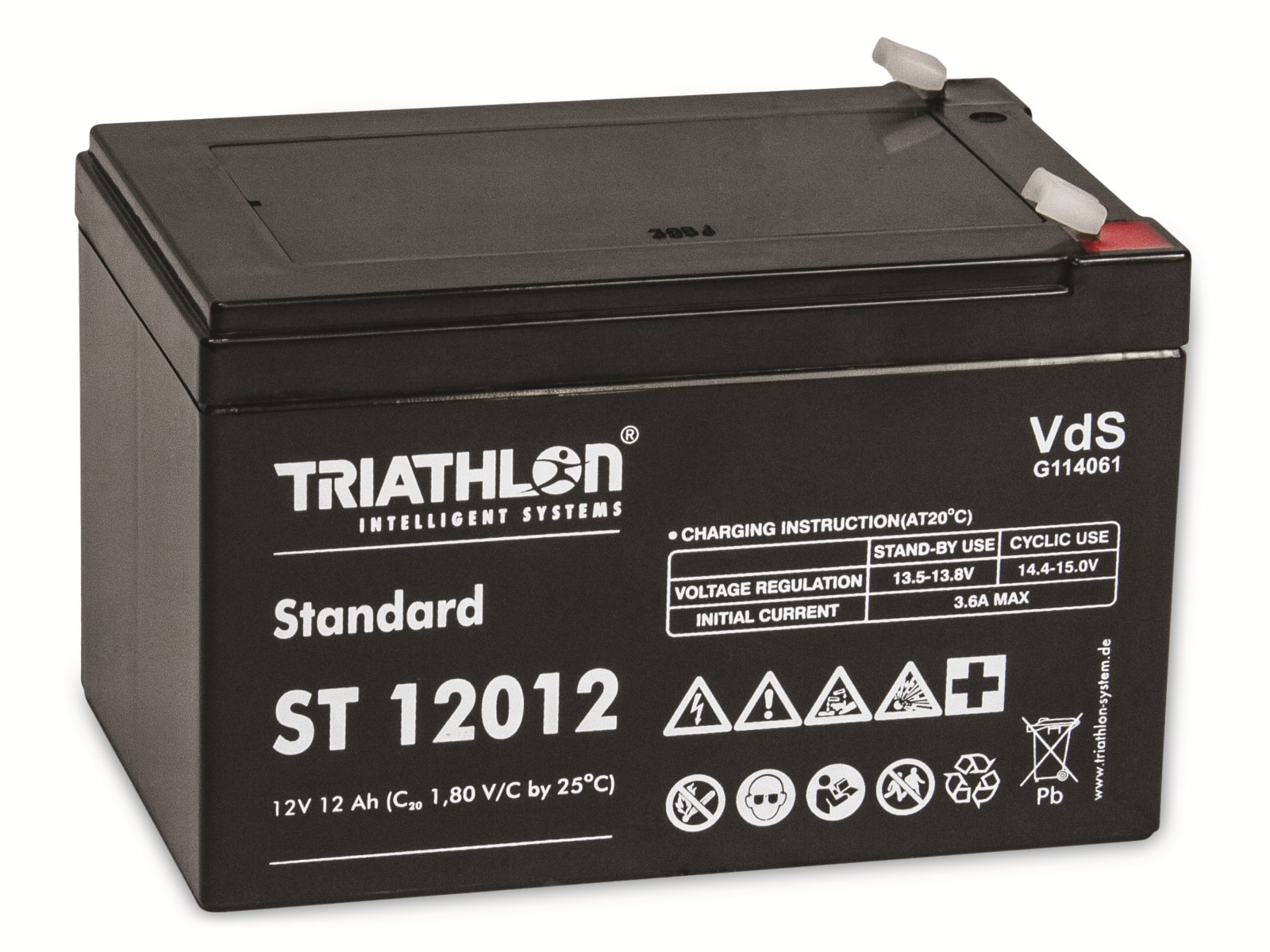 TRIATHLON Bleiakku, 12V/12000mAh, VdS-Zulassung, Faston 4,8mm