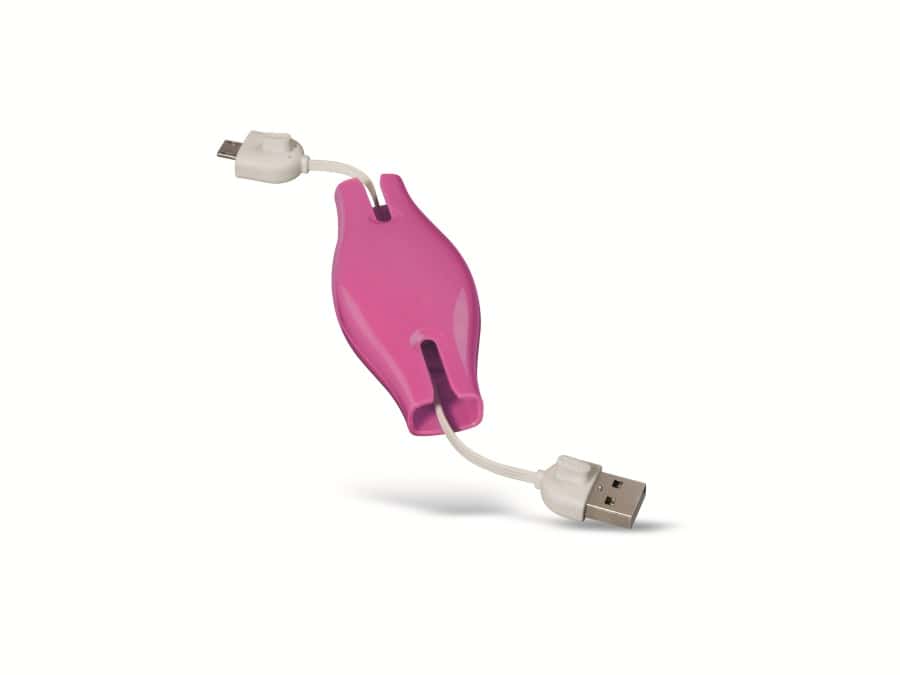 HAMA USB-Anschlusskabel A zu Micro-B 15648, Roll-Up, pink