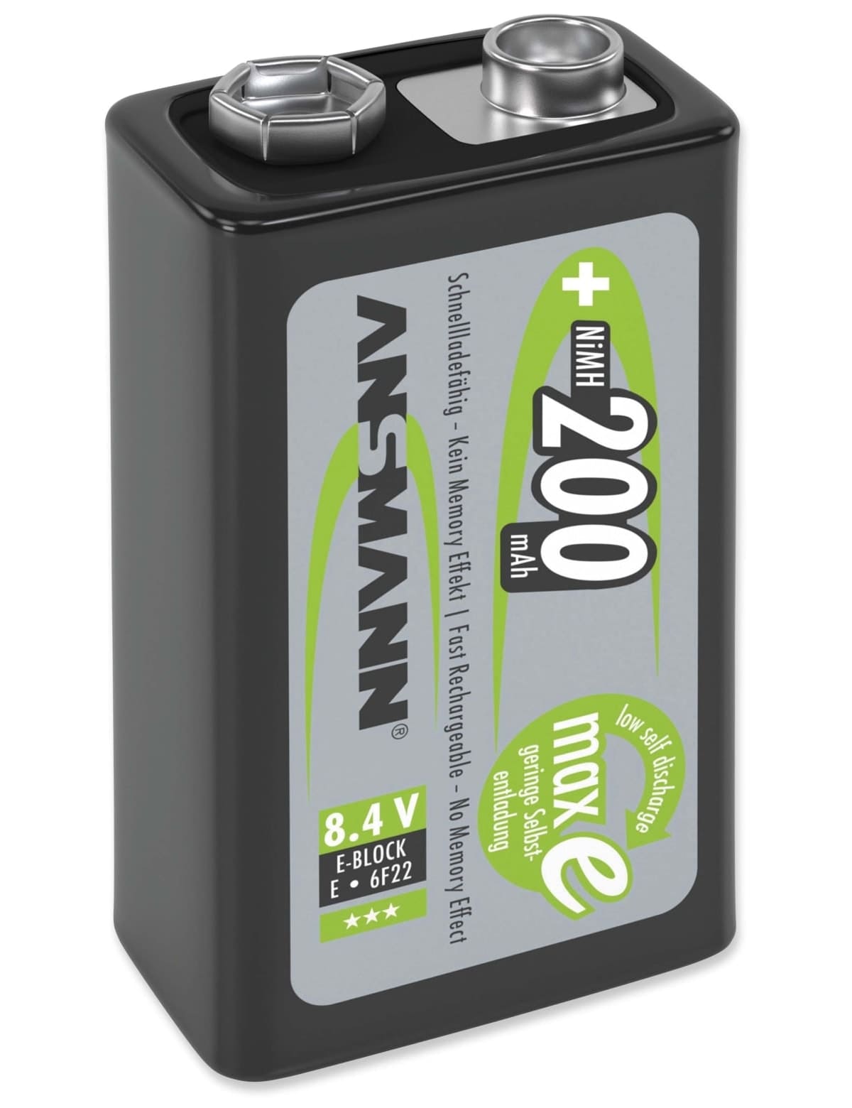 ANSMANN NiMH-9V-Block-Akku maxE, 200 mAh