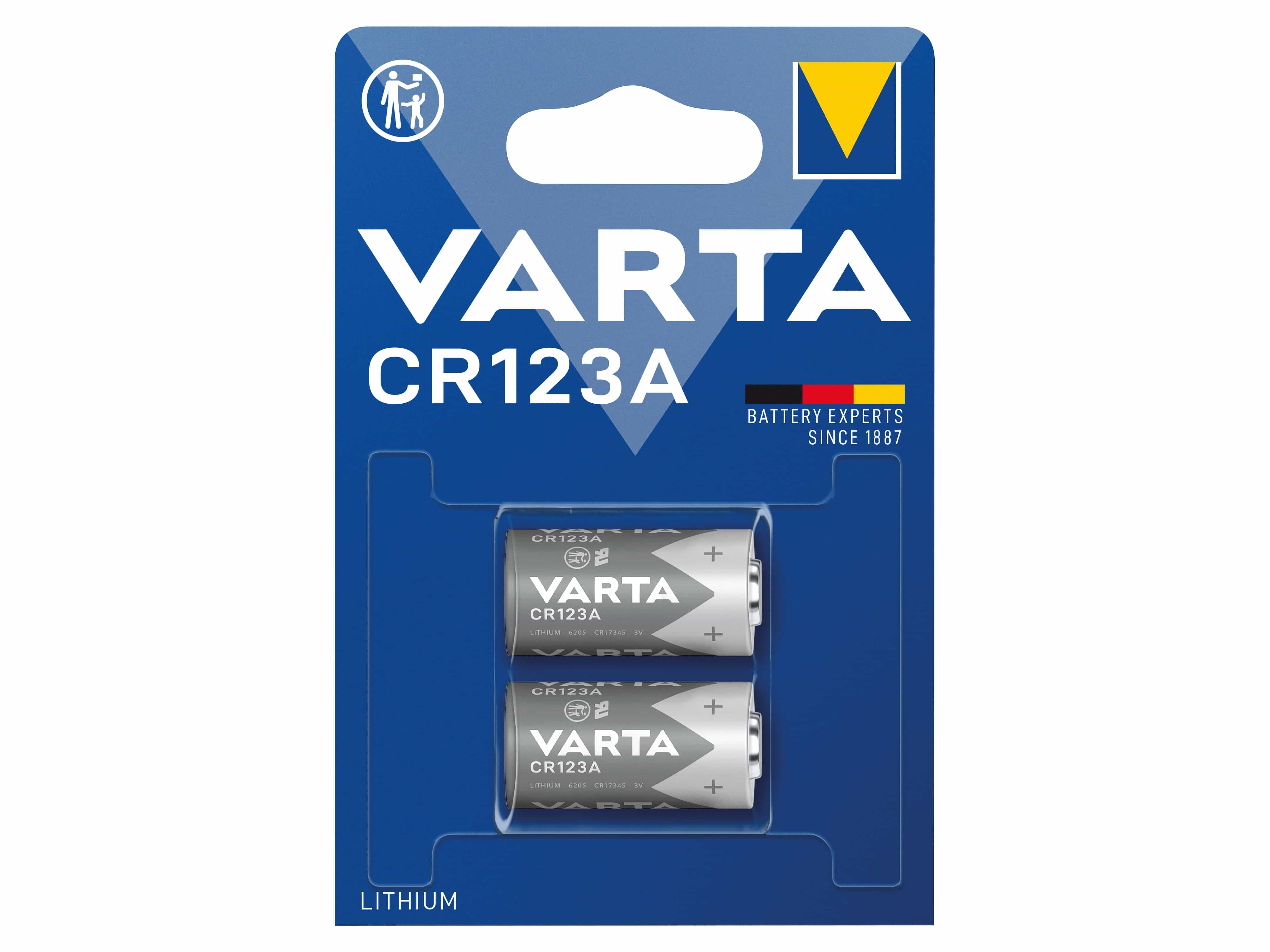 VARTA Lithium-Batterie, CR123A, 3V, Photo, 2 Stück 