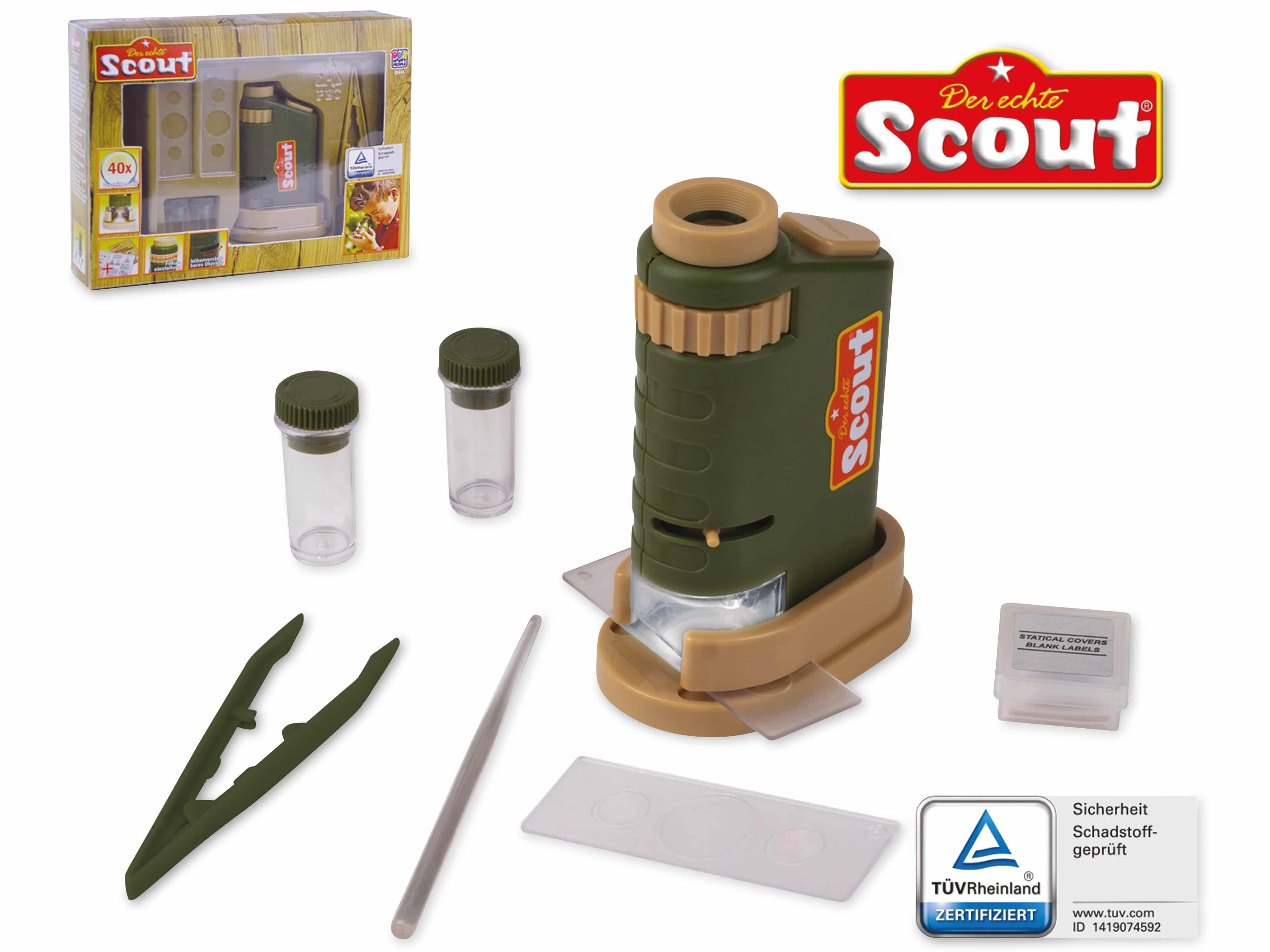 SCOUT Mini-Mikroskop-Set 8-teilig, für Kinder, batteriebetrieben