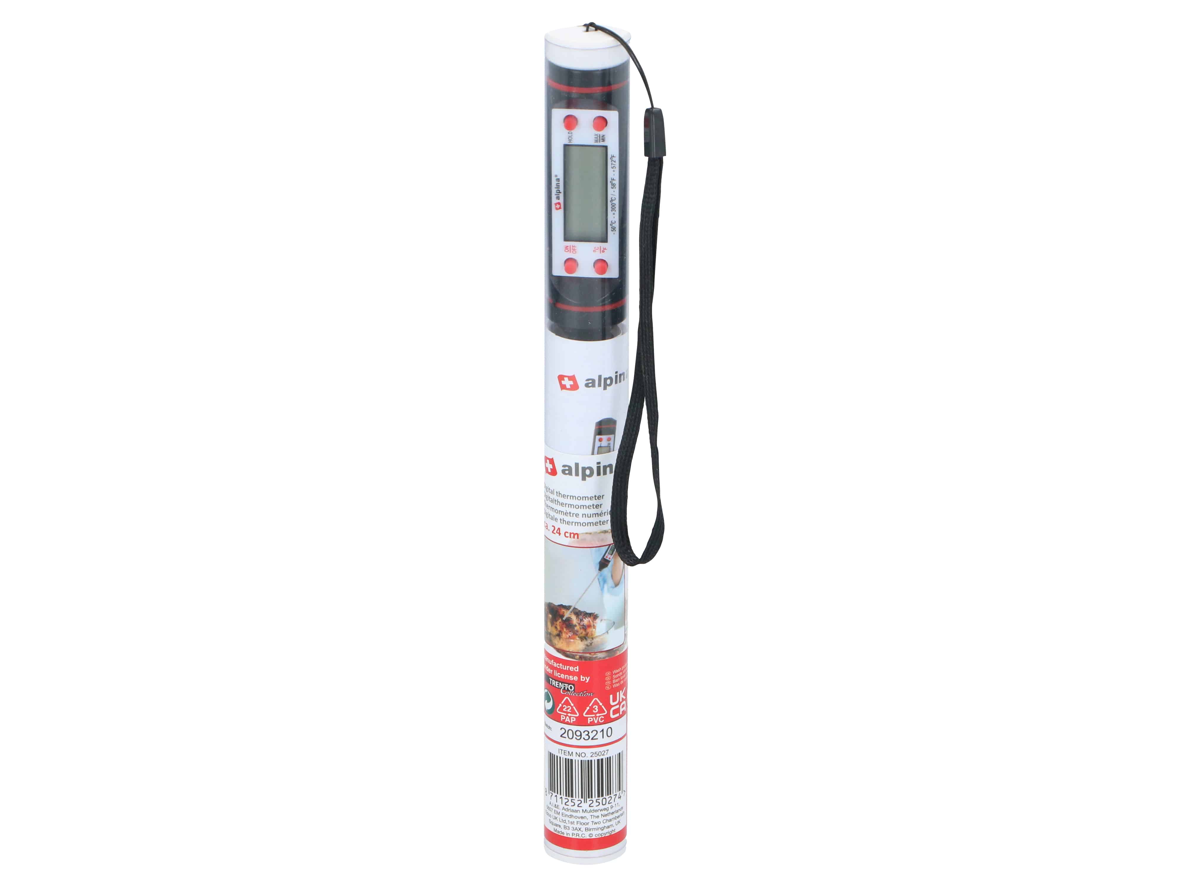 ALPINA Digitales-Küchenthermometer, 25x240 mm, -50 bis +300 Grad Cel.