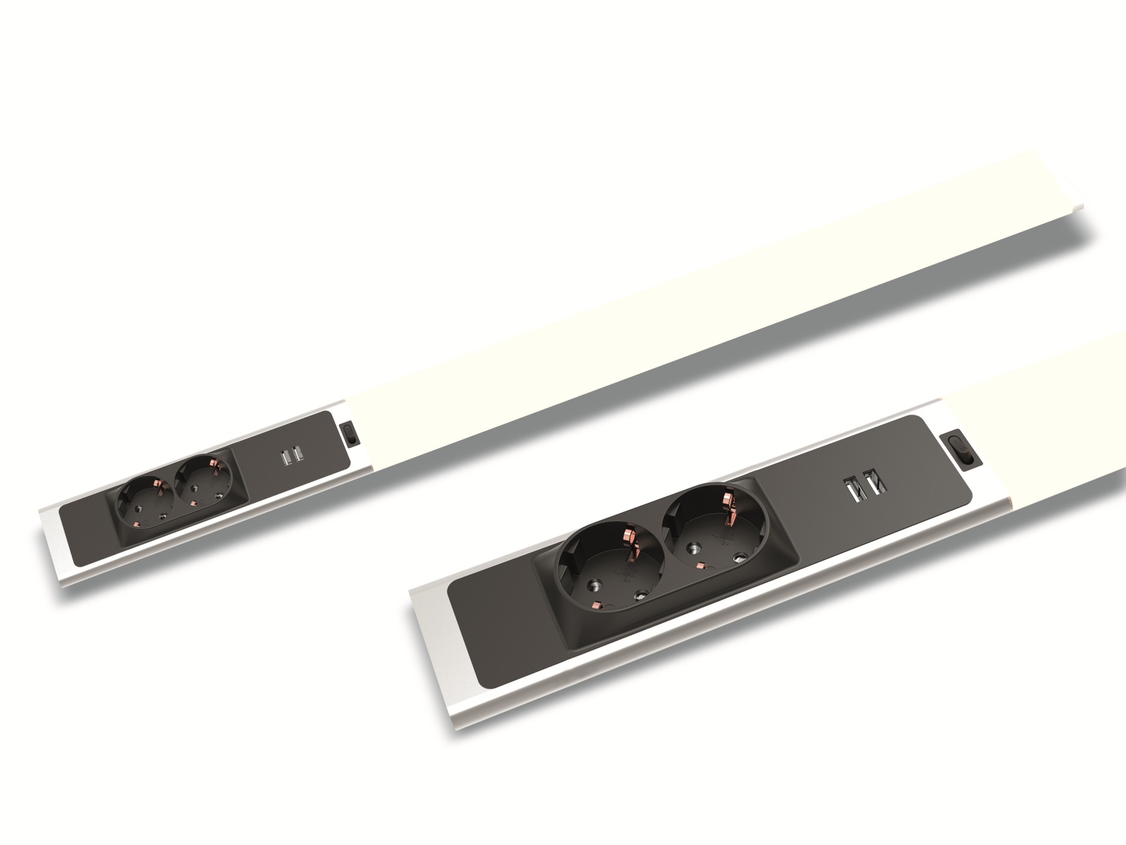 Bold Lighting LED-Unterbauleuchte Dante, 18 W, 1500 lm, 4000 K, 80 cm, 2-fach Steckdose, 2x USB