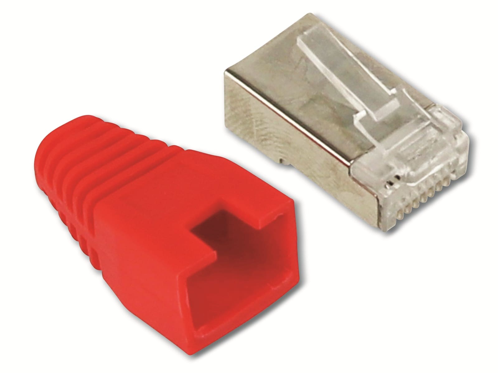 S-IMPULS CAT.6 RJ45-Stecker mit Führungskamm, rot, 10 Stück