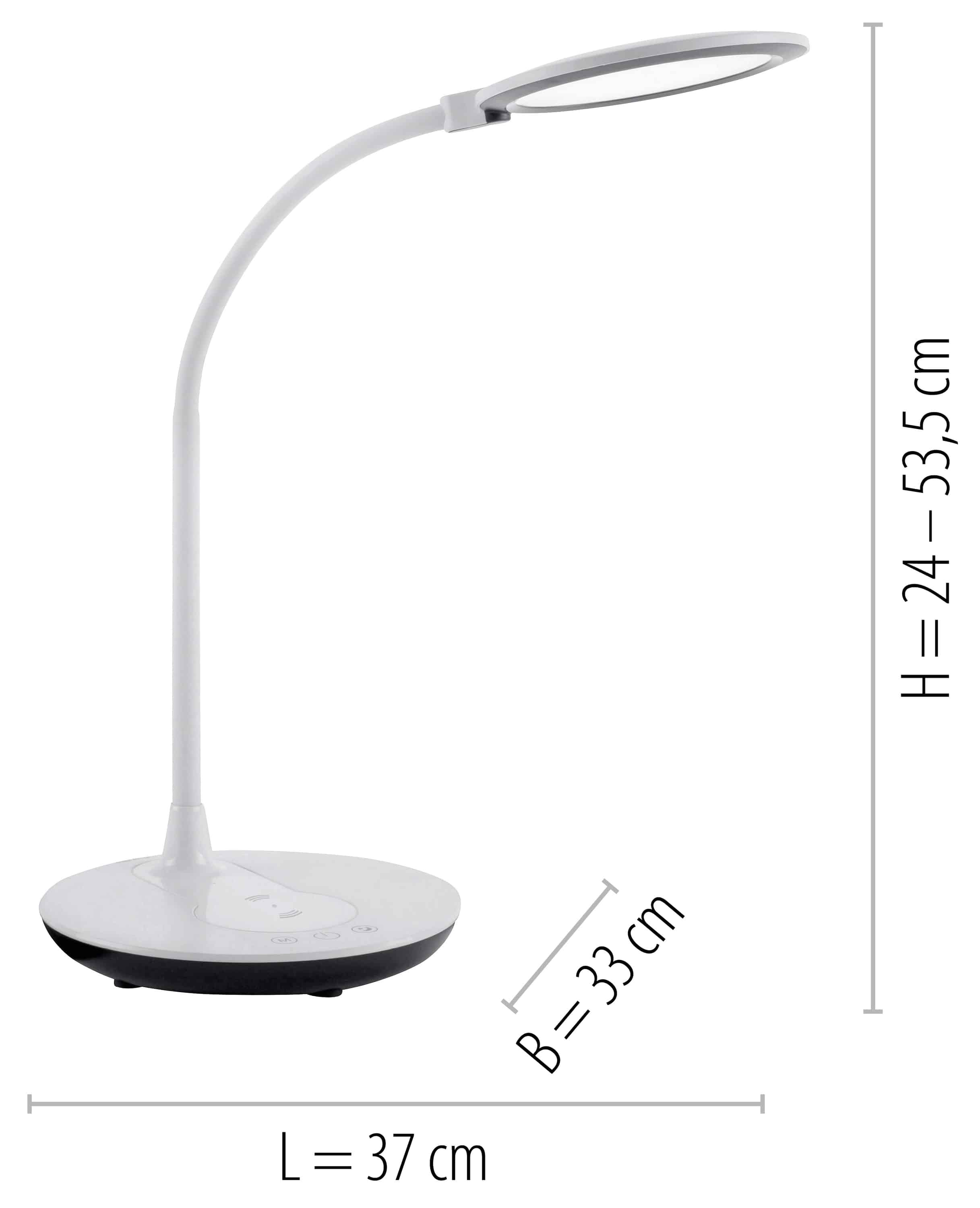 JUST LIGHT LED-Tischleuchte 14416-16 weiß, 5 W, 600 lm, CCT, Handy-Ladefunktion