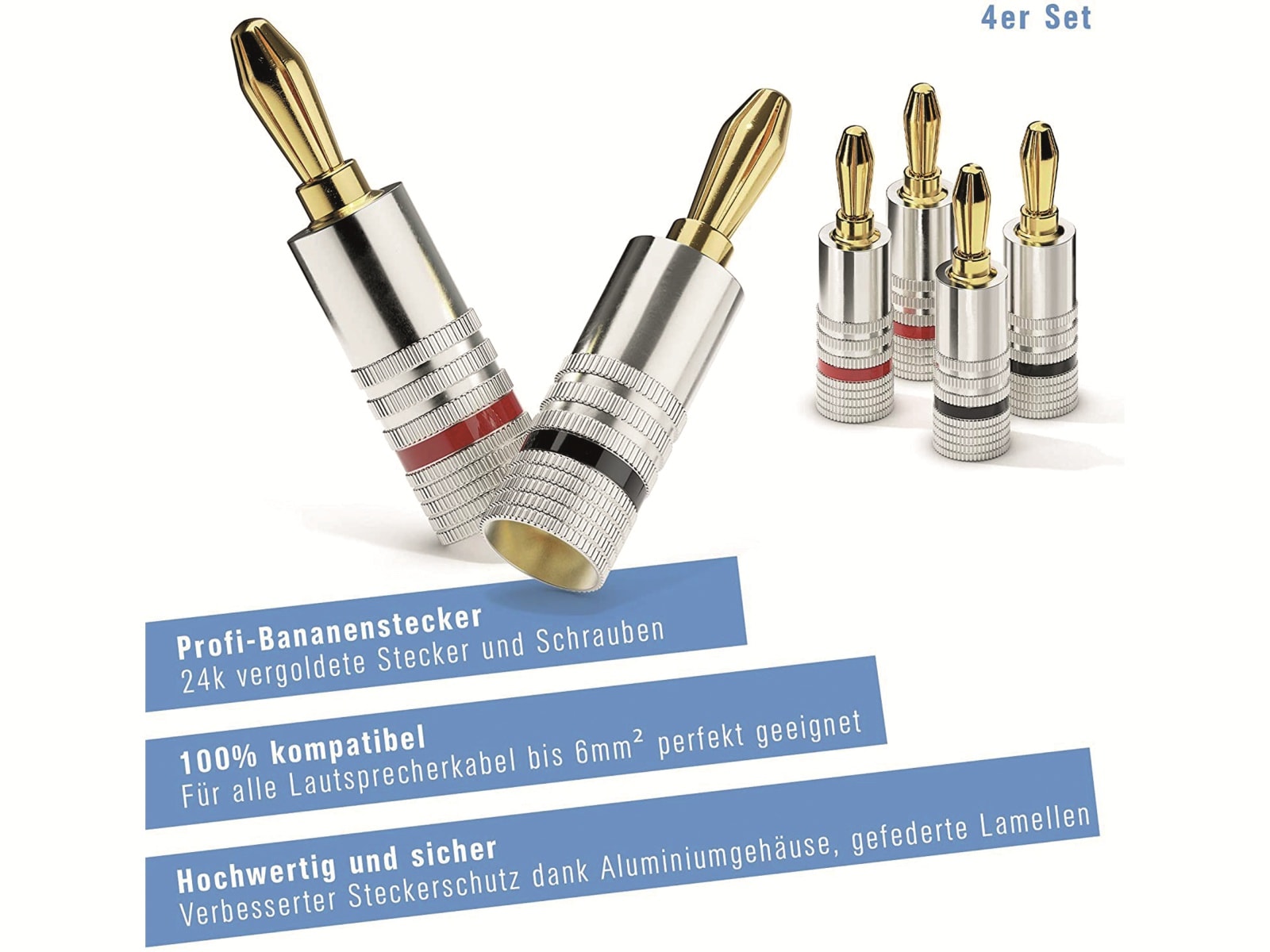 SONERO Bananenstecker-Set 4 Stück, schraubbar