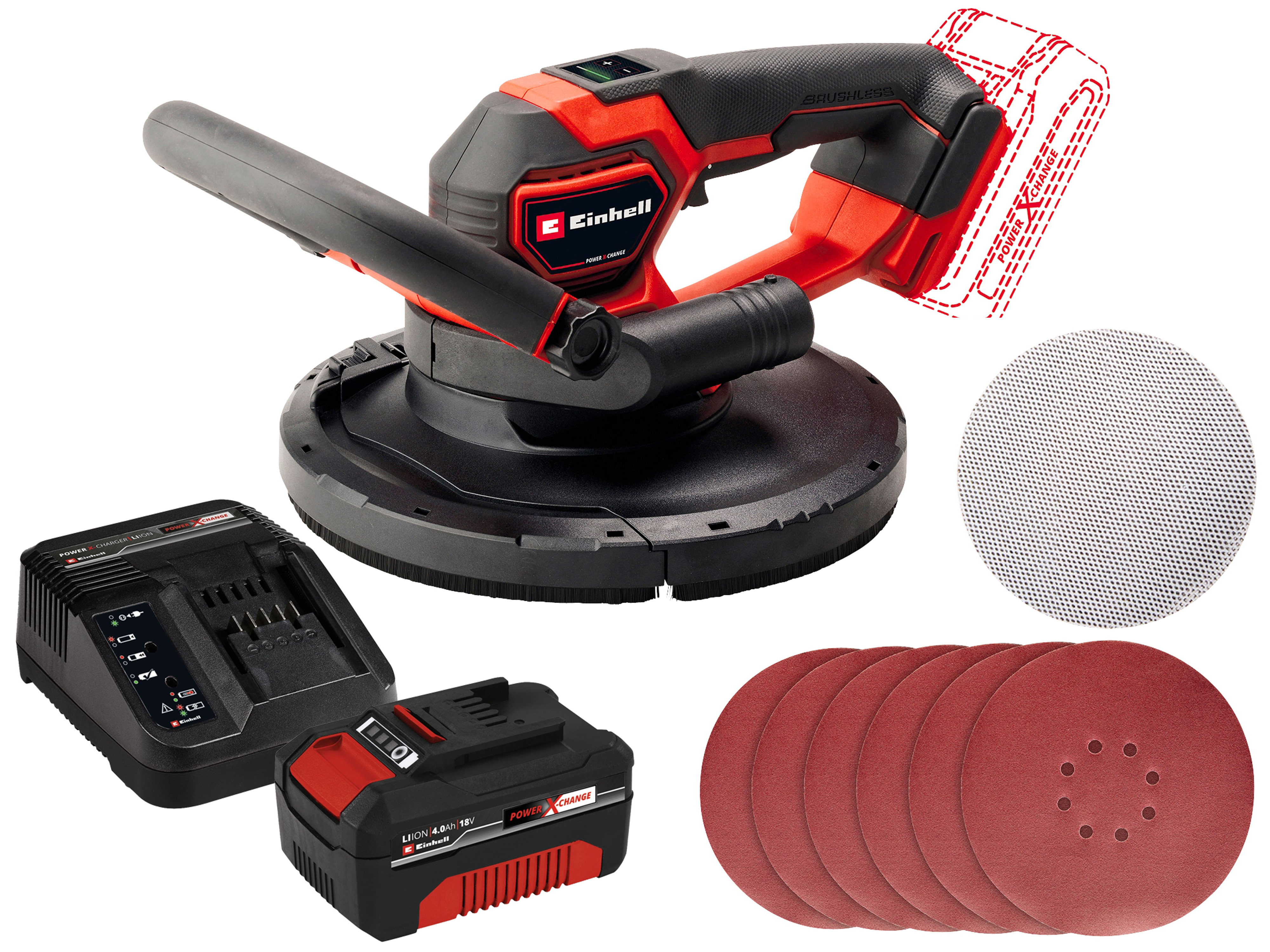 EINHELL Akku-Trockenbauschleifer TP-DWS 18/2225 Li BL Kit (1x 4,0 Ah)