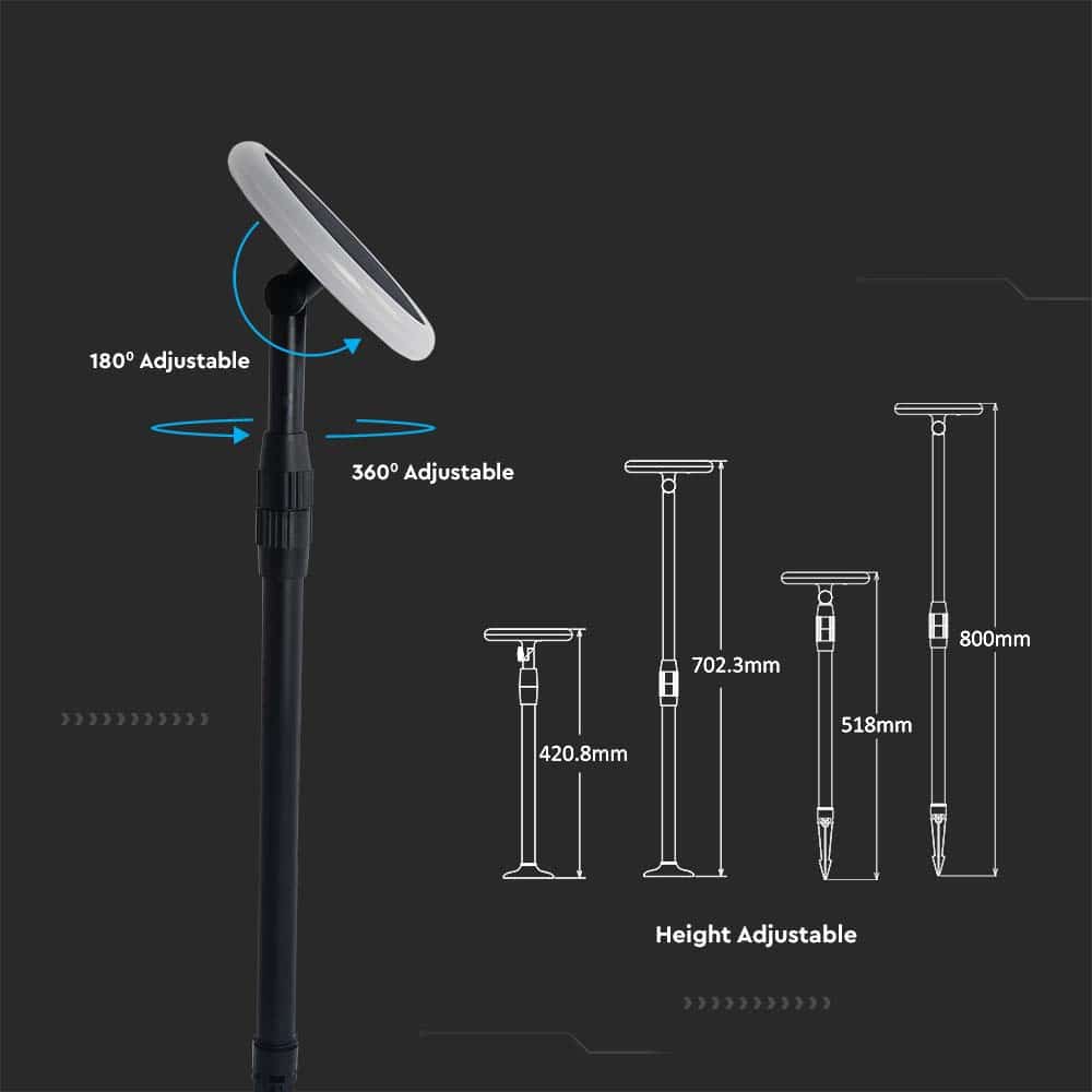 V-TAC Solar LED-Gartenleuchte VT-943, 3 W, 4000 K, schwarz, 2 Stück