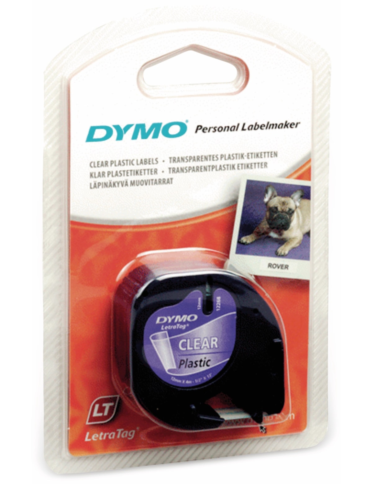 DYMO Beschriftungsband für LetraTag, schwarz auf transparent