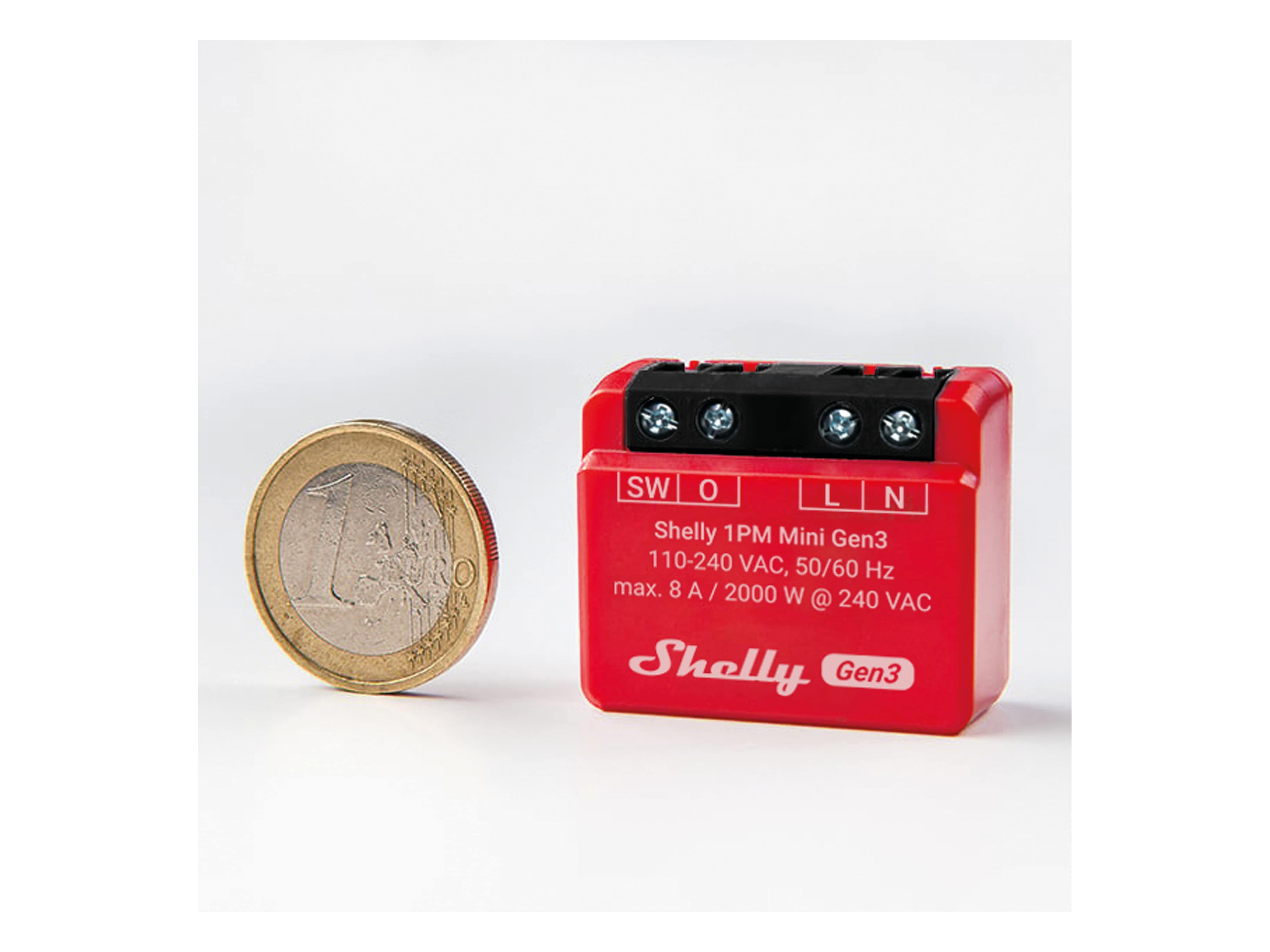 SHELLY WLAN-Schaltaktor 1PM Mini Gen 3, rot