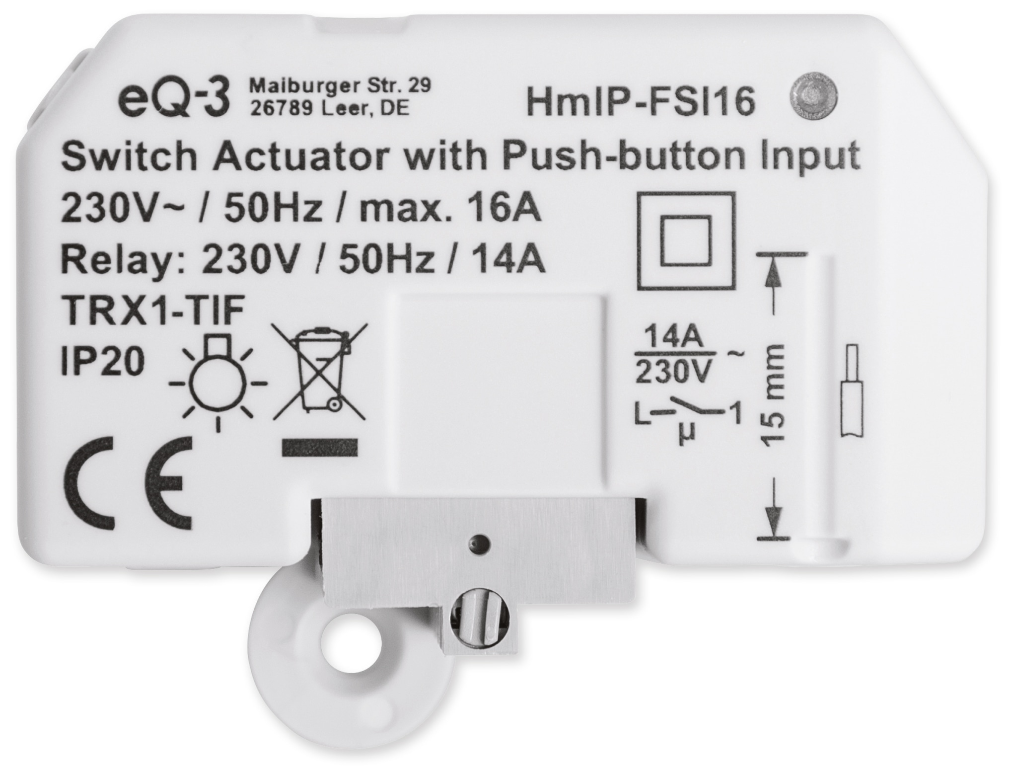 HOMEMATIC IP Smart Home 154346A0 Schaltaktor mit Tastereingang (16A), Unterputz