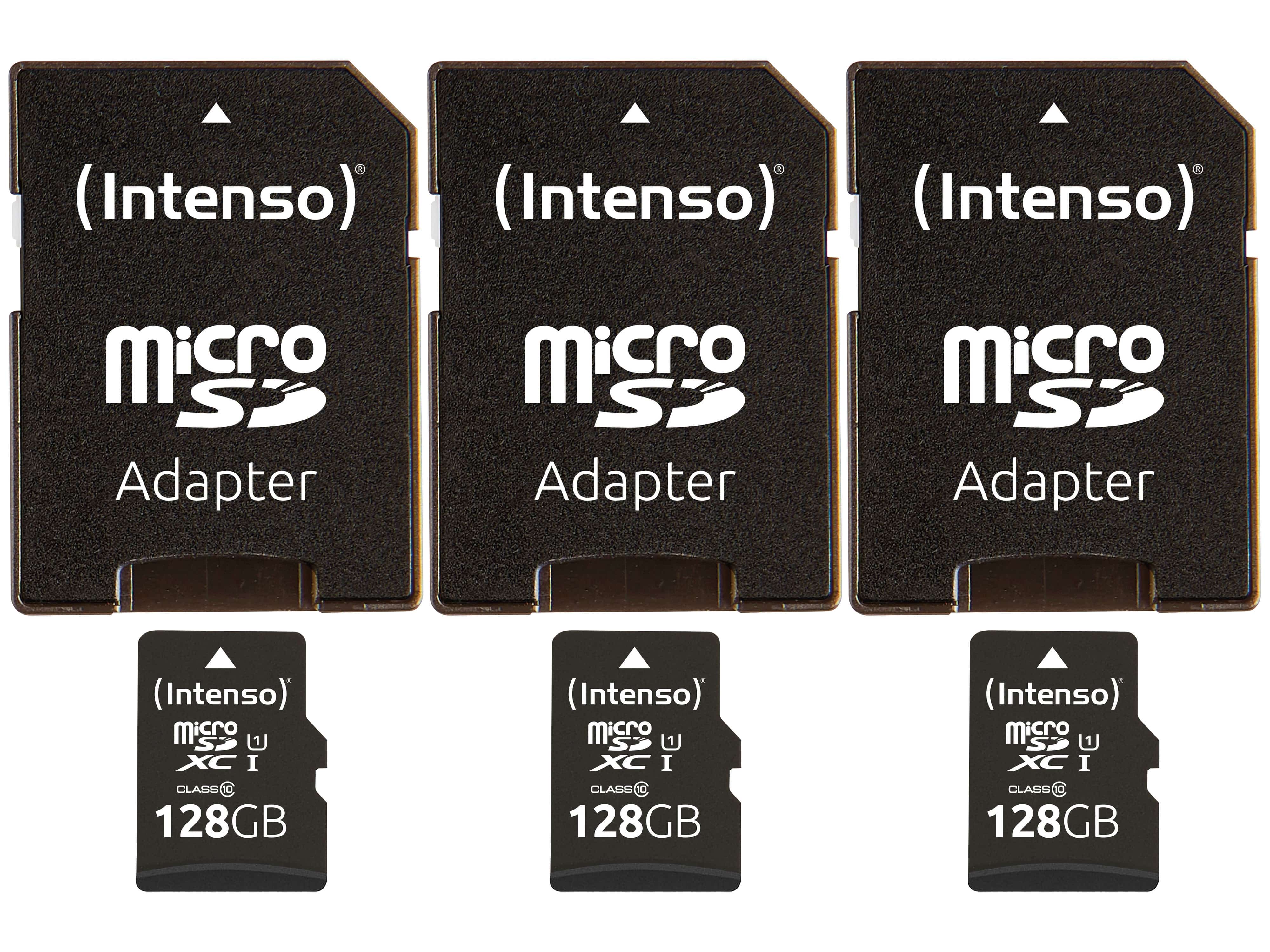 INTENSO MicroSD-Card Performance Line, 3424491, 128 GB 3er Pack