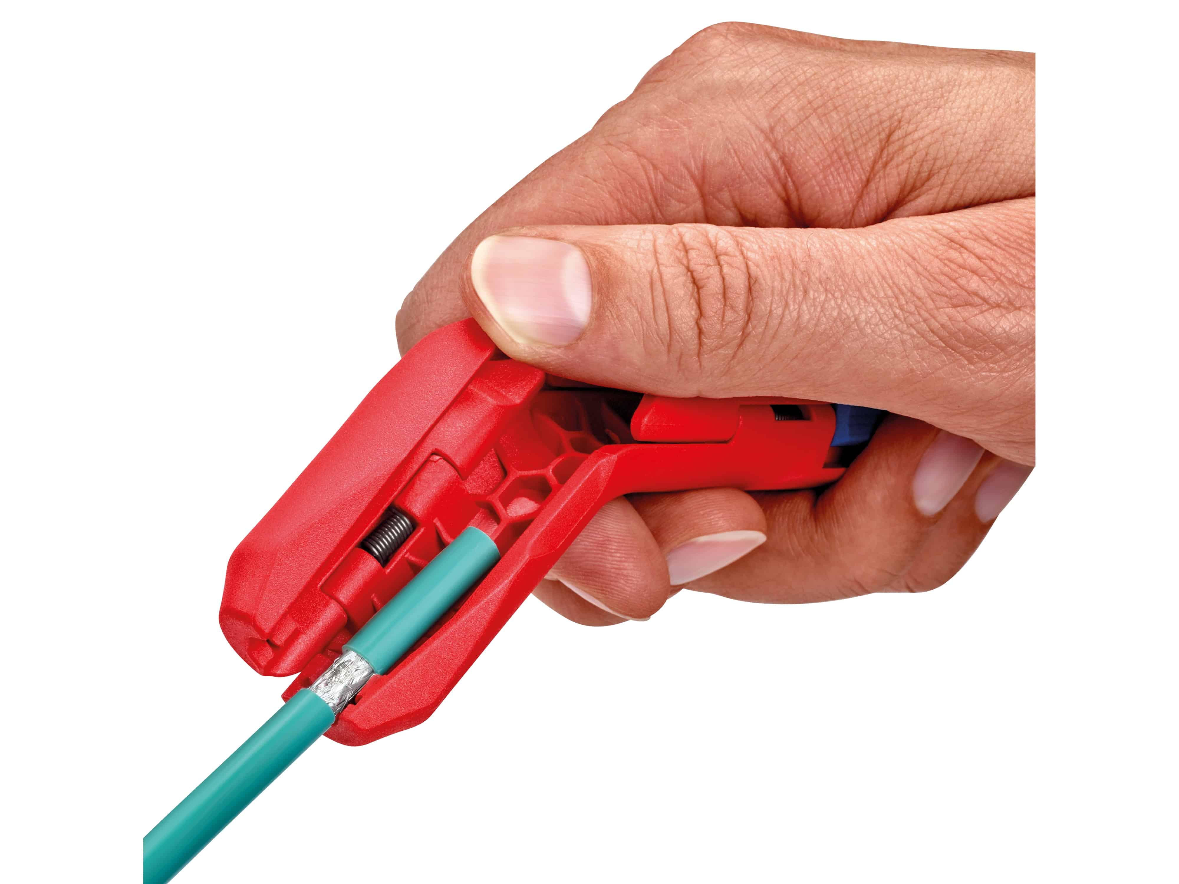 KNIPEX Universal-Abmantelungswerkzeug, ErgoStrip® 16 95 01 SB, für Rechtshänder