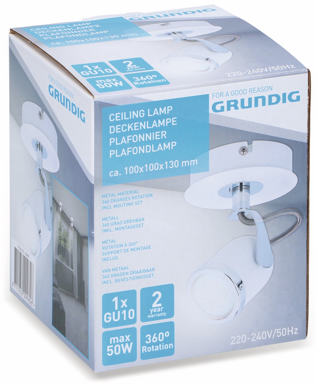 GRUNDIG Deckenleuchte GU10, 1flammig, weiß/chrom