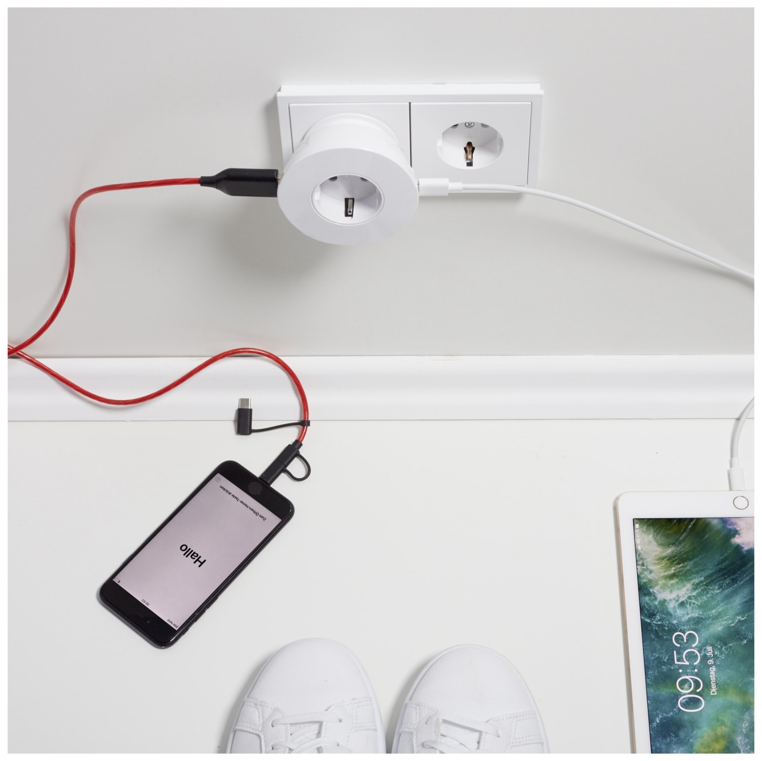 USB-Lader, Durchschleifsteckdosen, 4xUSB, 4400 mA