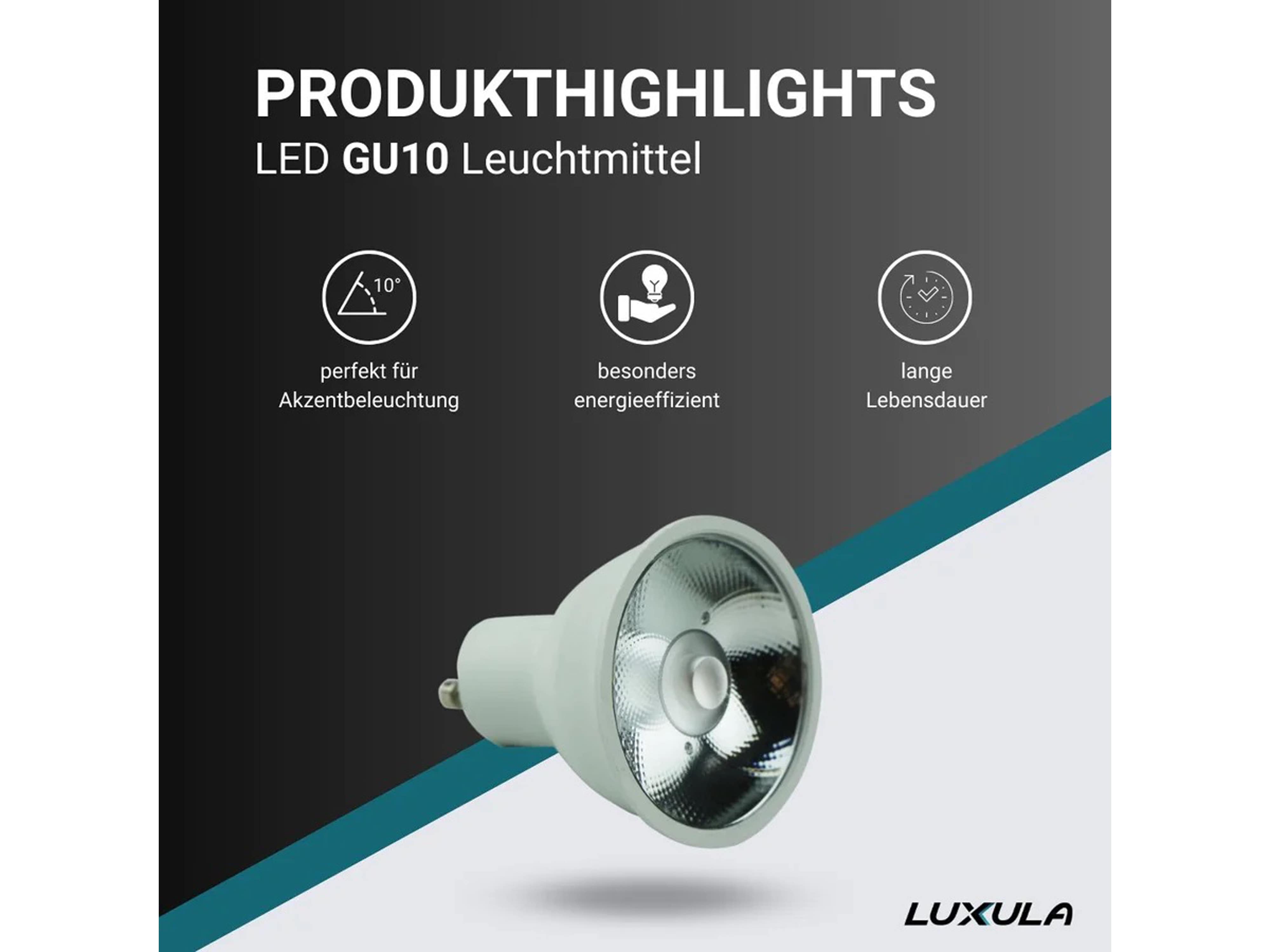 LUXULA LED-Lampe, Reflektorform, GU10, EEK: F, 6W, 467lm, 3000K