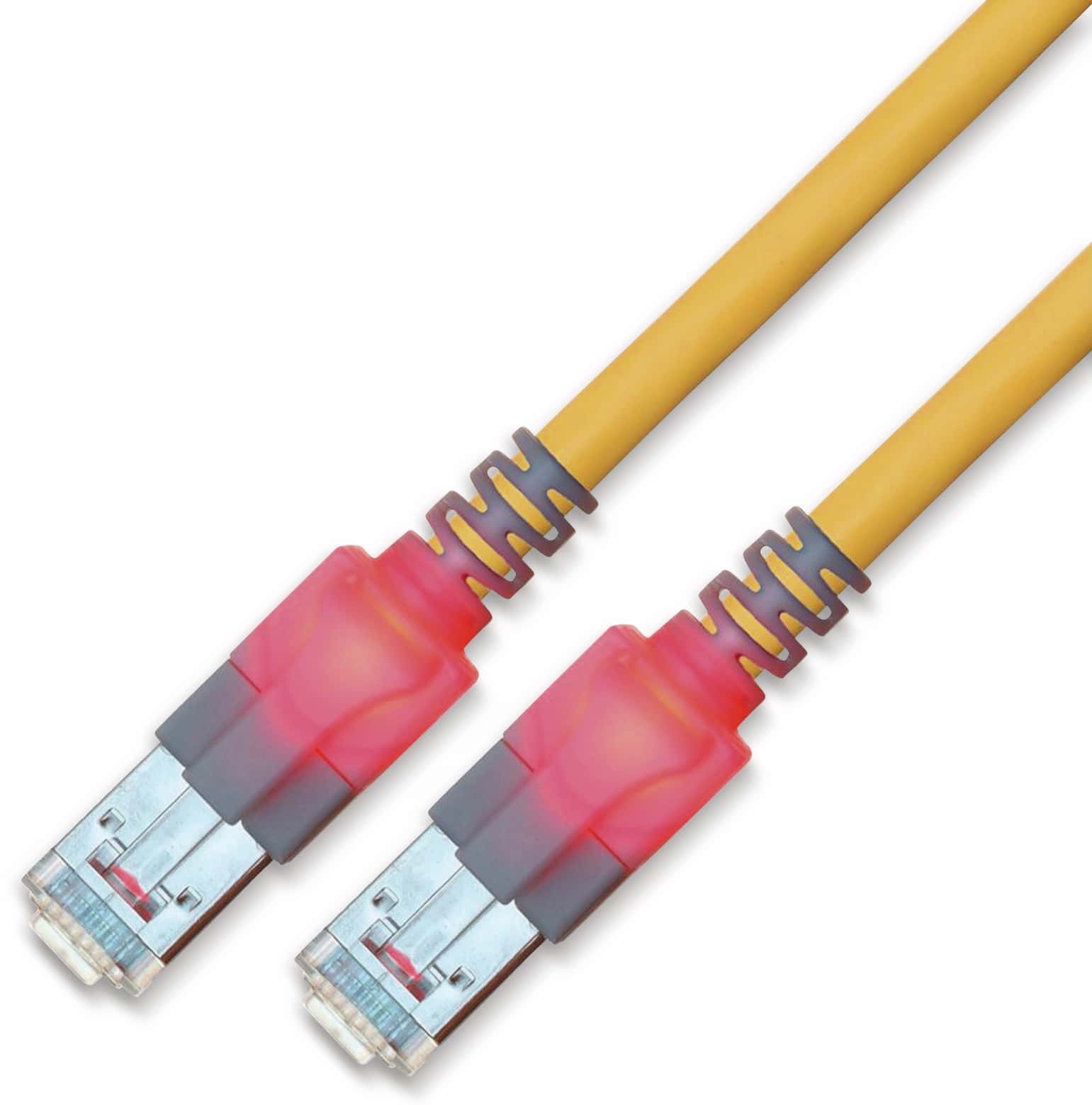 RJ45 Patchkabel SACON CAT.6, S/FTP, Lichtidentifikation, LSOH, gelb, 3,0 m