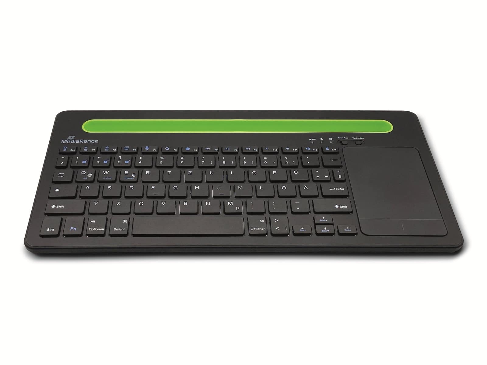 MEDIARANGE Funk-Tastatur MROS131. Multi-pairing, Touchpad, QWERTZ, schwarz