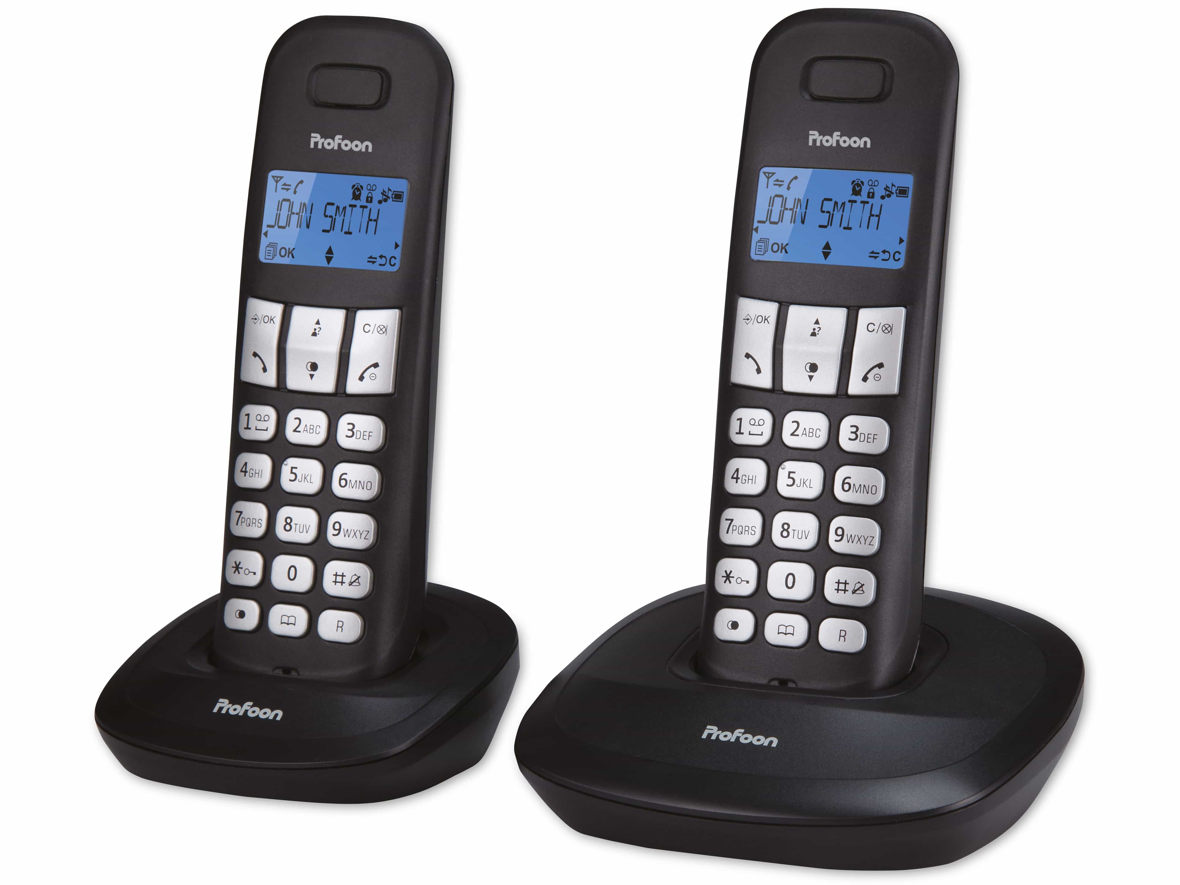 PROFOON DECT-Telefon PDX-1120, mit 2 Mobilteilen, schwarz