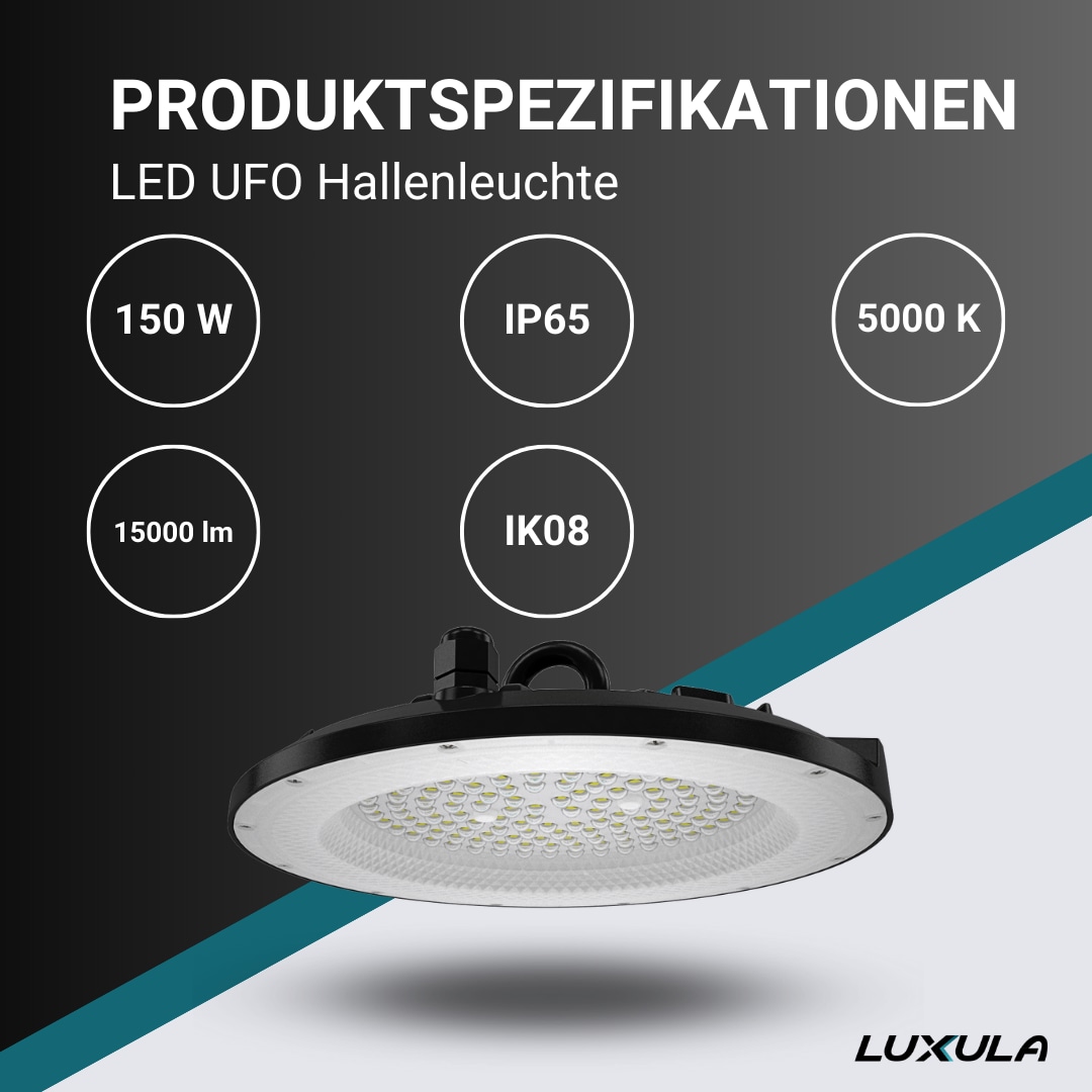 LUXULA LED-Highbay-Leuchte, UFO, EEK: F, 150 W, 15000 Lm, 5000 K