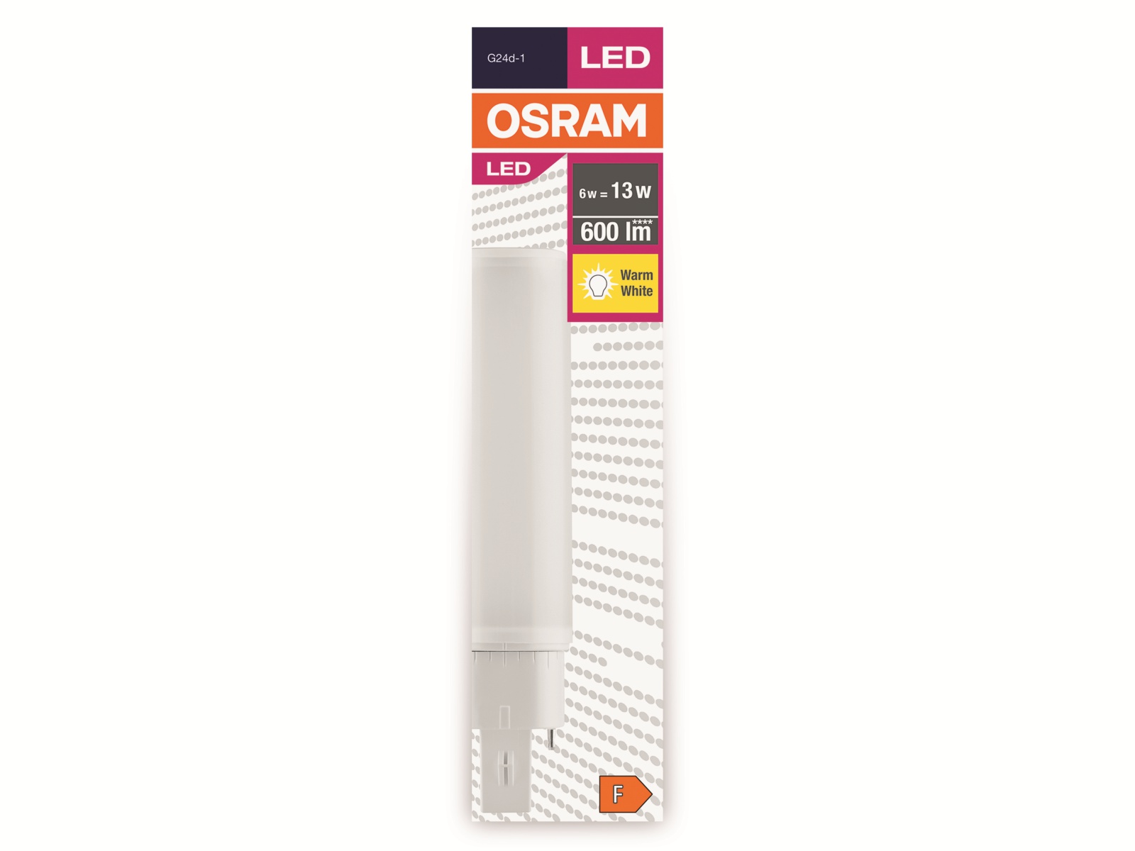 OSRAM LED-Lampe, Dulux D13, G24d-1, EEK: F, 6W, 600lm, 3000K