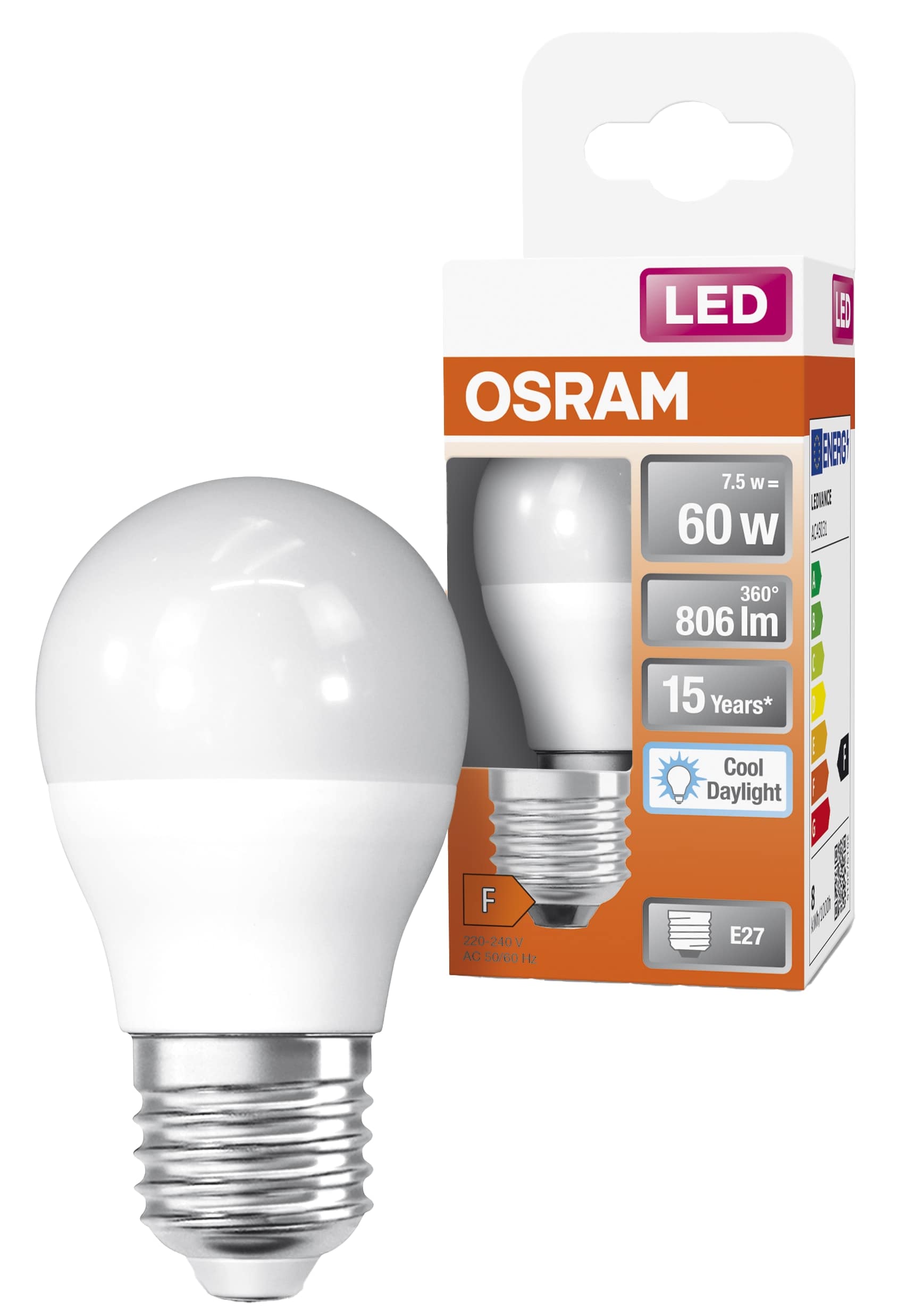 OSRAM LED-Lampe Star Classic, P60, E27, EEK: F, 7,5 W, 806 lm, 6500 K