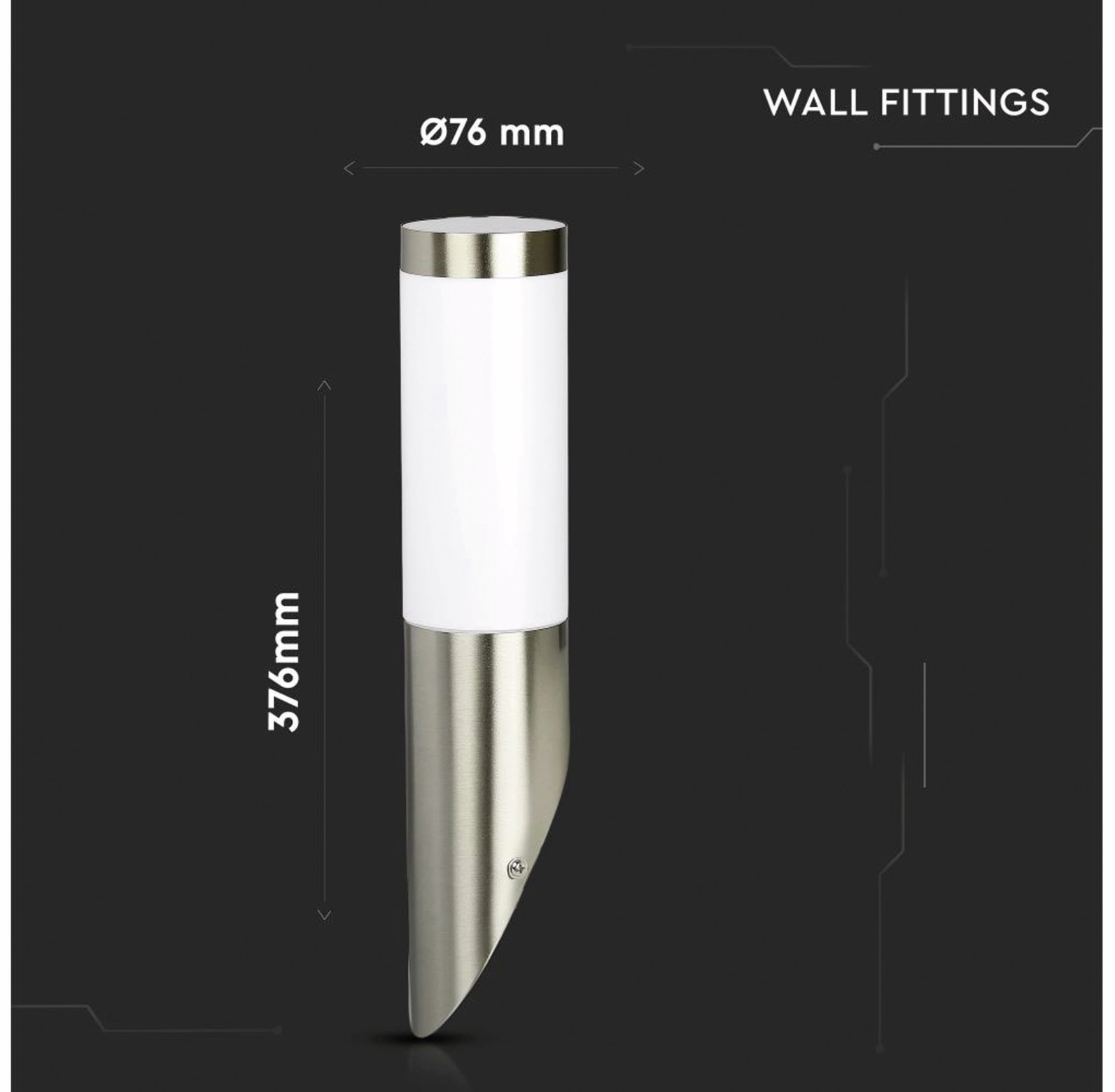 V-TAC Wandleuchte VT-832, IP44, E27, Edelstahl, VT-8623