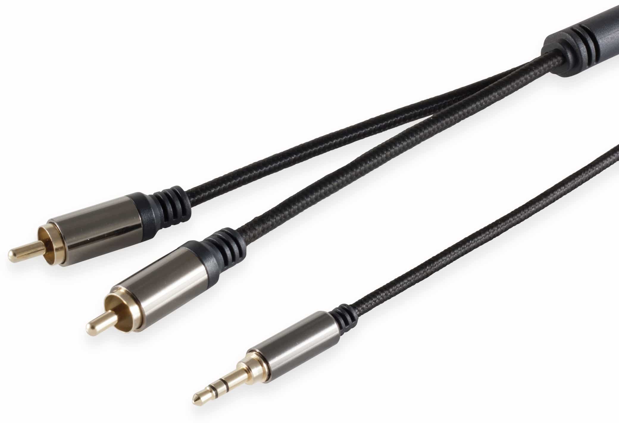 BLACK COTTON Audio-Adapterkabel Klinke/Cinch, 3,5 mm, Stereo, 1,0 m, schwarz