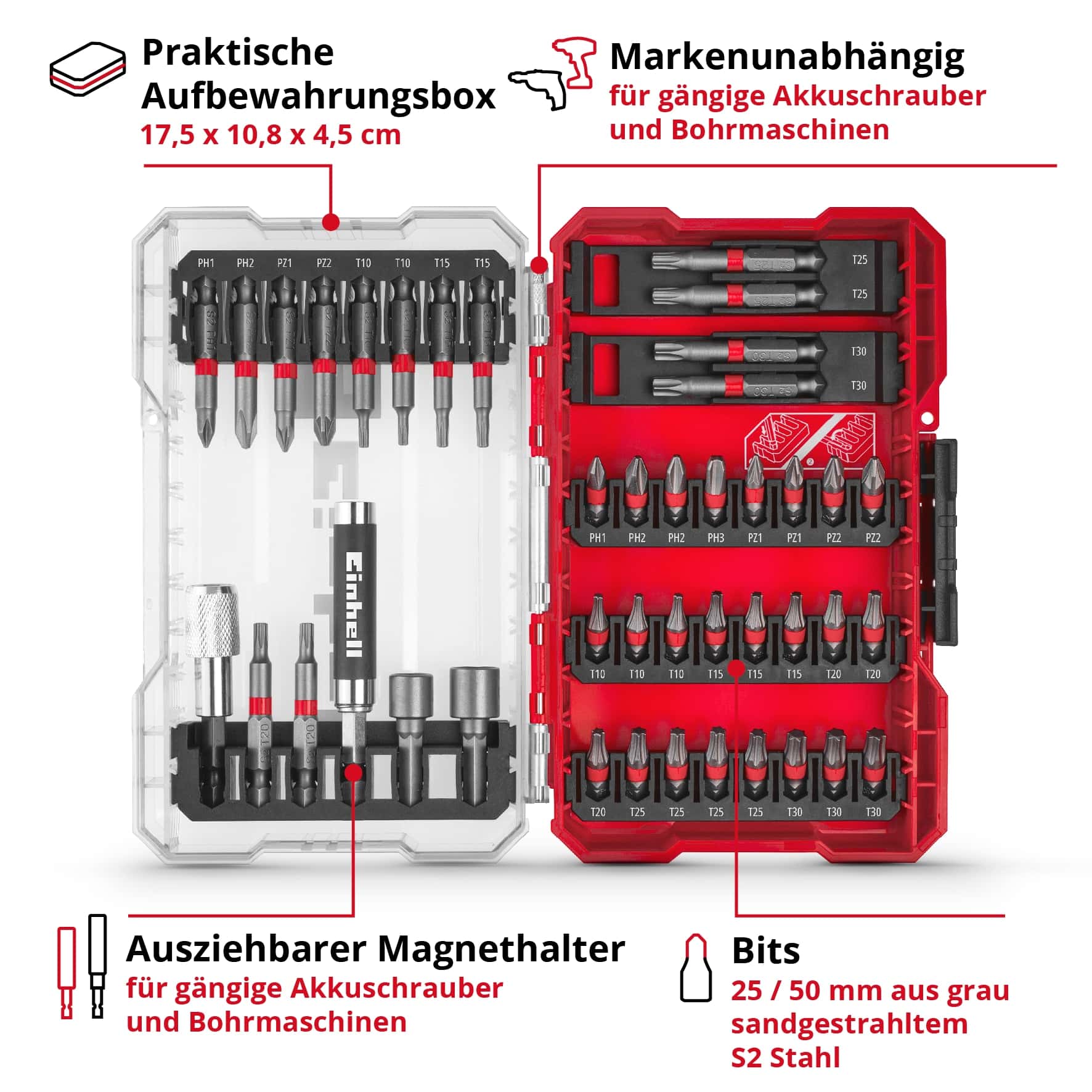 EINHELL Bit-Set, 118953, M-Case, 42-teilig