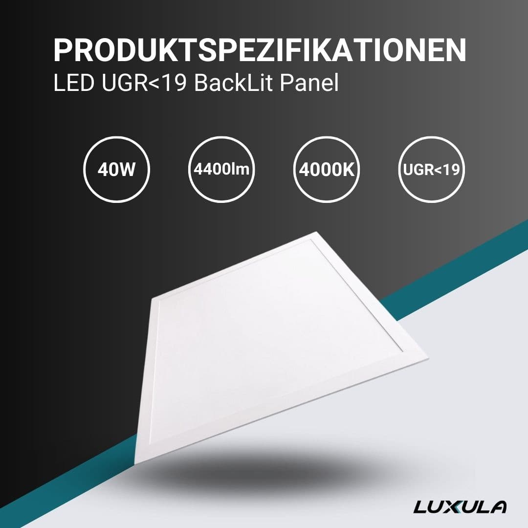 LUXULA LED-Panel, BackLit, 40 W, 4400 lm, EEK: E, 620x620 mm, 4000 K